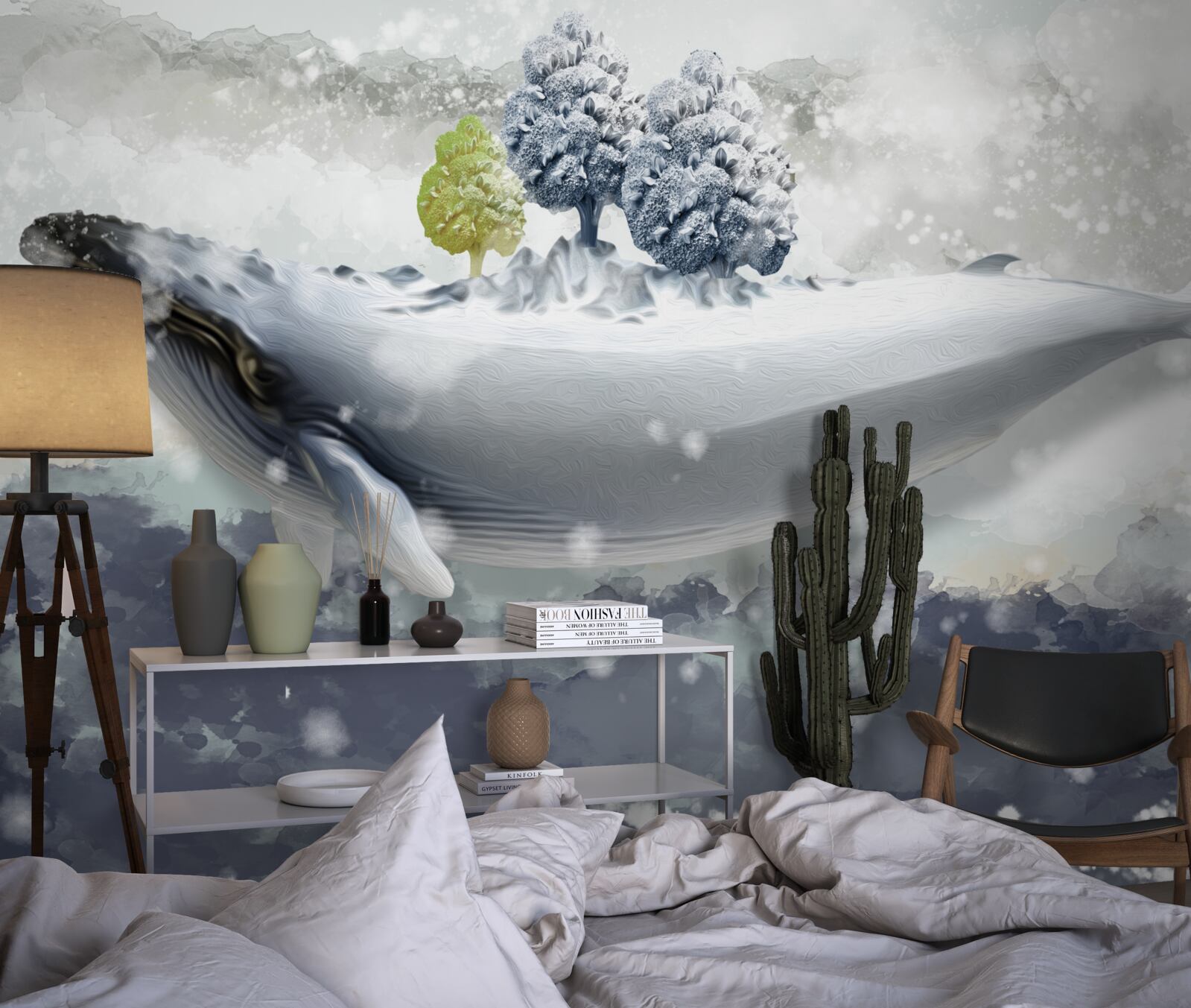 Papier peint baleine albinos dans une mer glacée