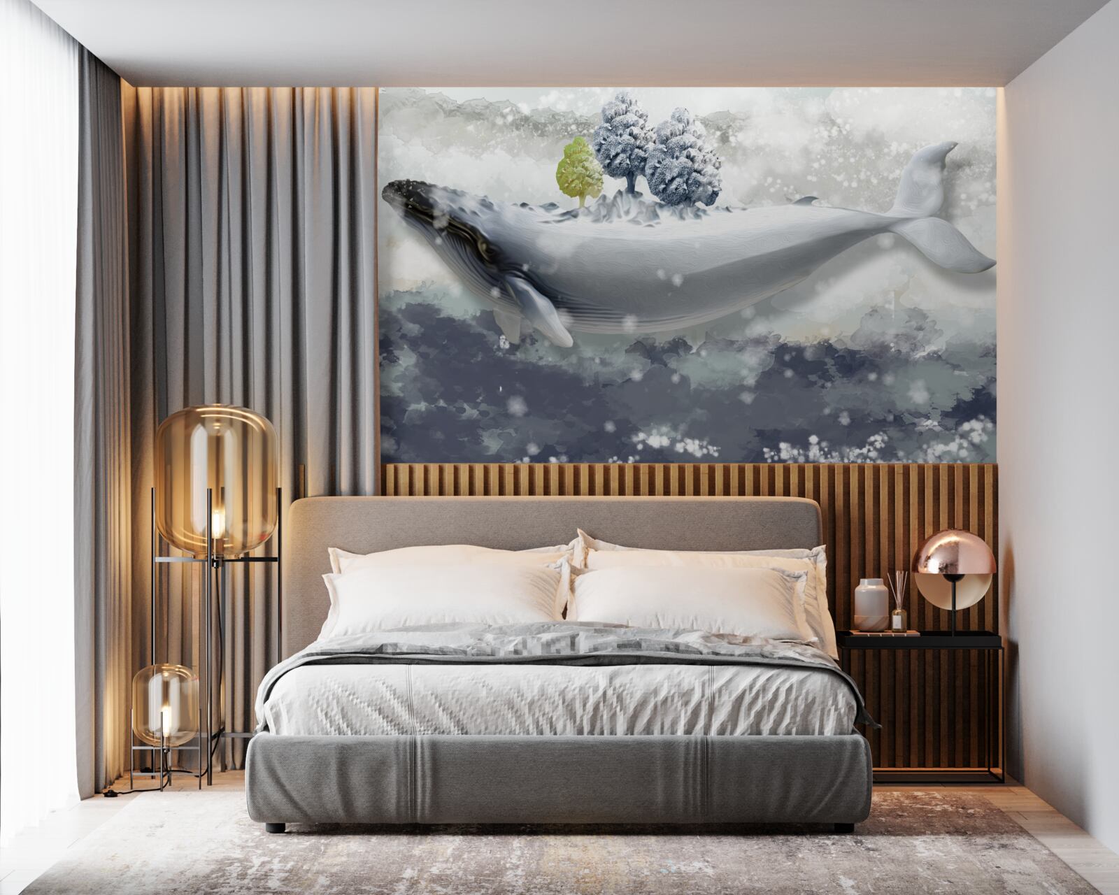 Papier peint baleine albinos dans une mer glacée