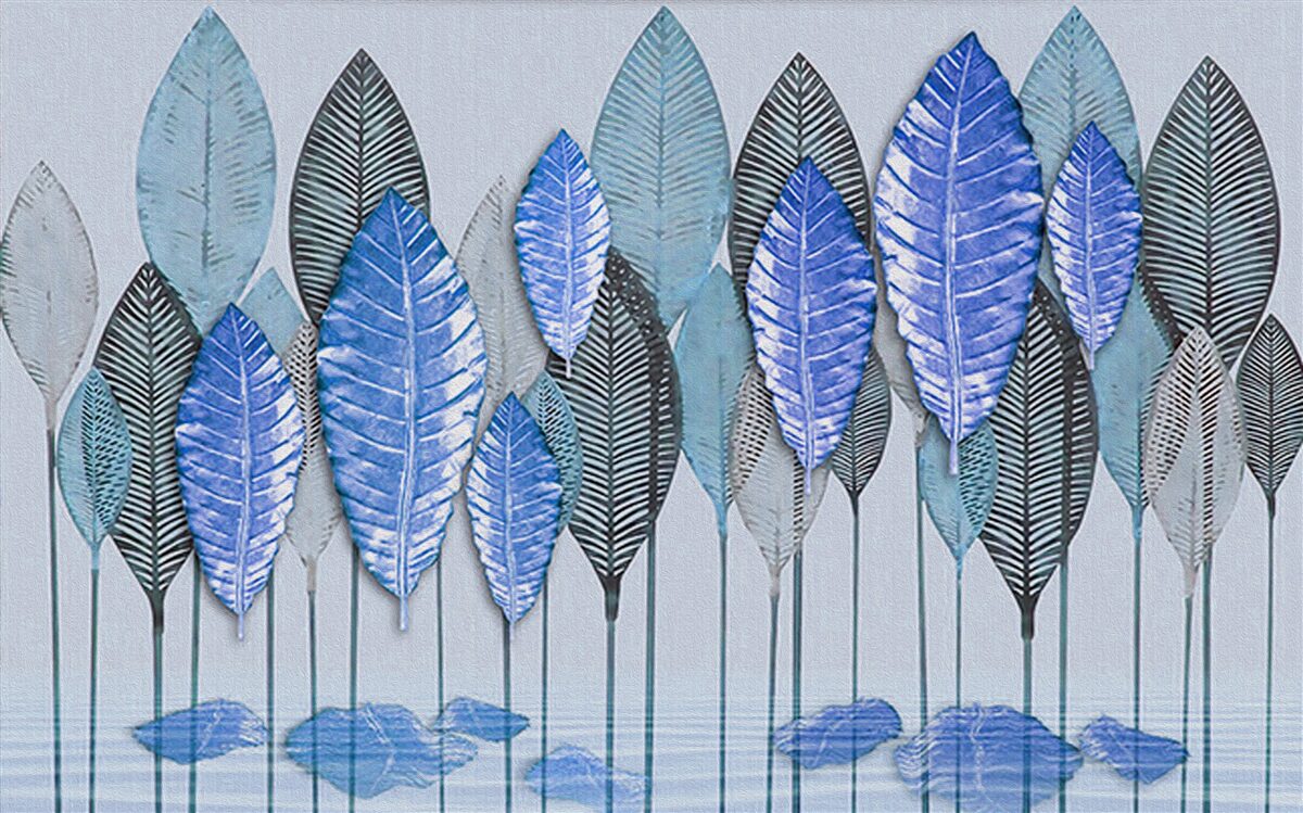 Papier peint forêt plongée dans l'abstraction, sous un voile de pluie