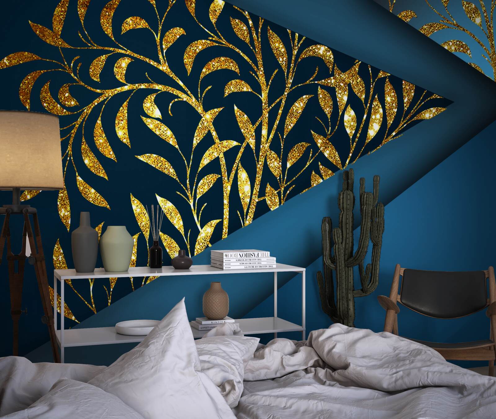 Papier peint le blé brille d'or sous le ciel nocturne