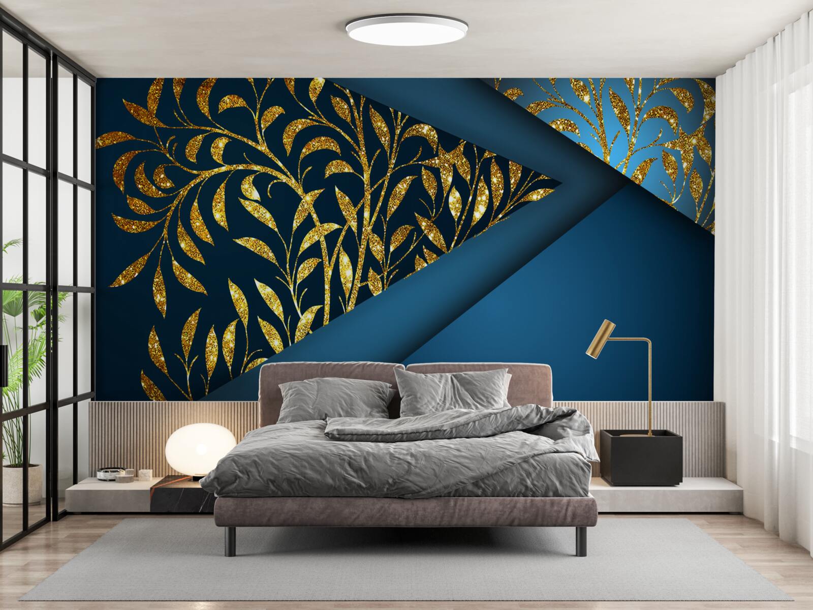 Papier peint le blé brille d'or sous le ciel nocturne