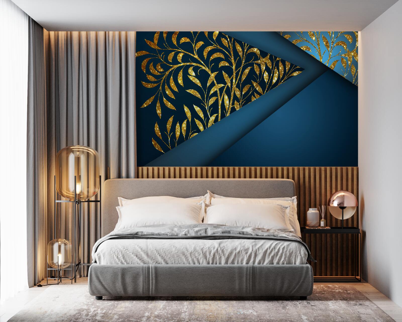 Papier peint le blé brille d'or sous le ciel nocturne