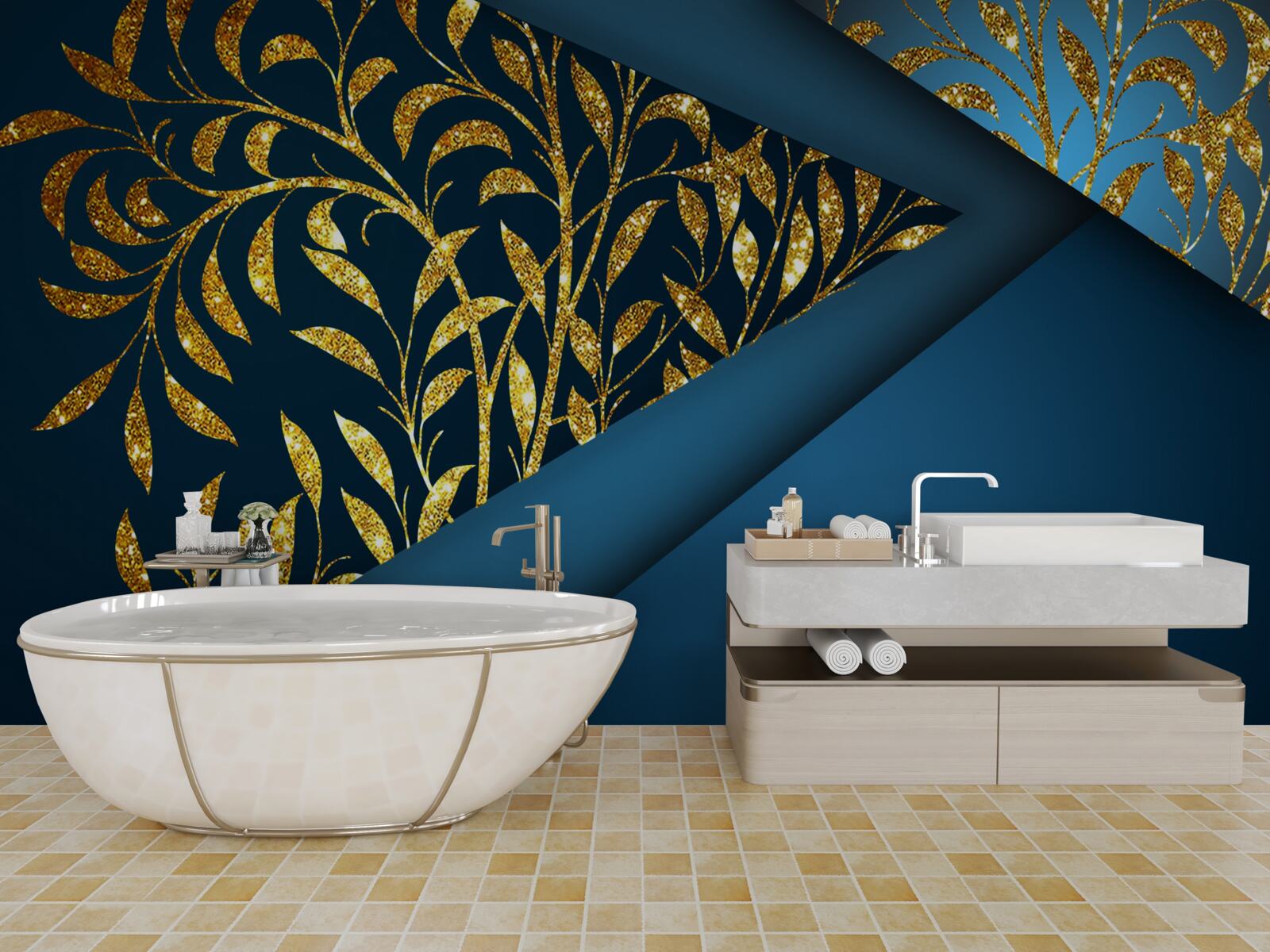 Papier peint le blé brille d'or sous le ciel nocturne