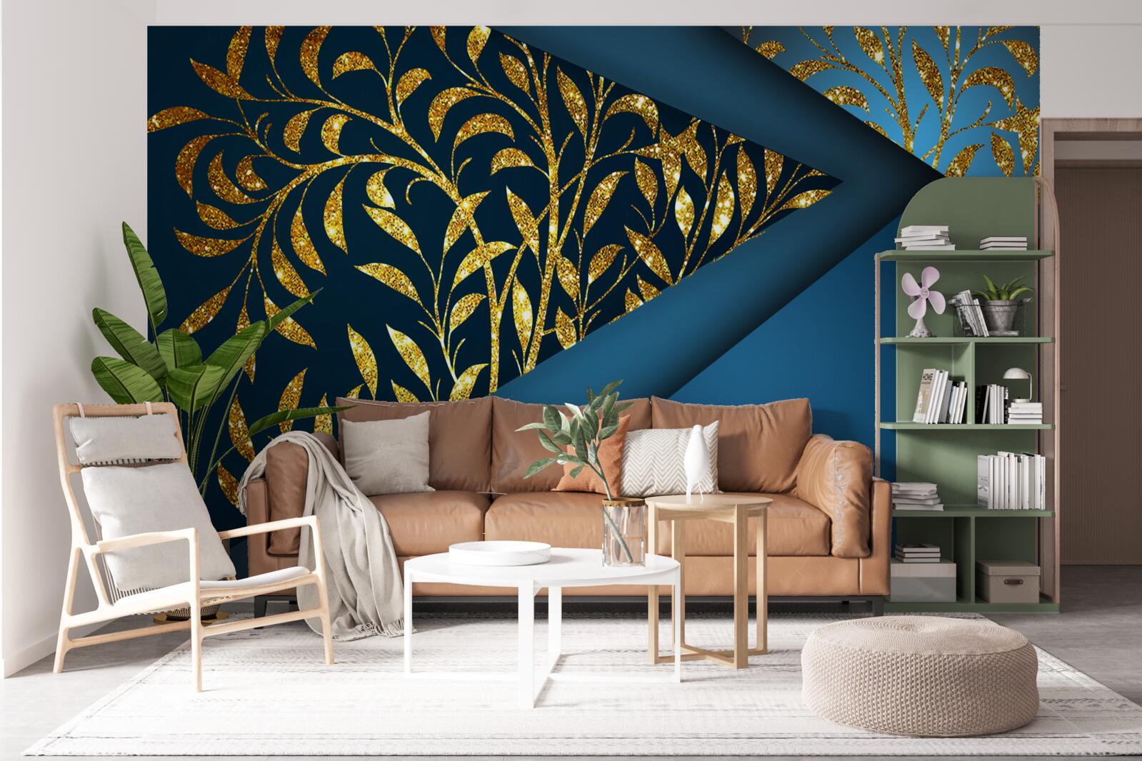 Papier peint le blé brille d'or sous le ciel nocturne