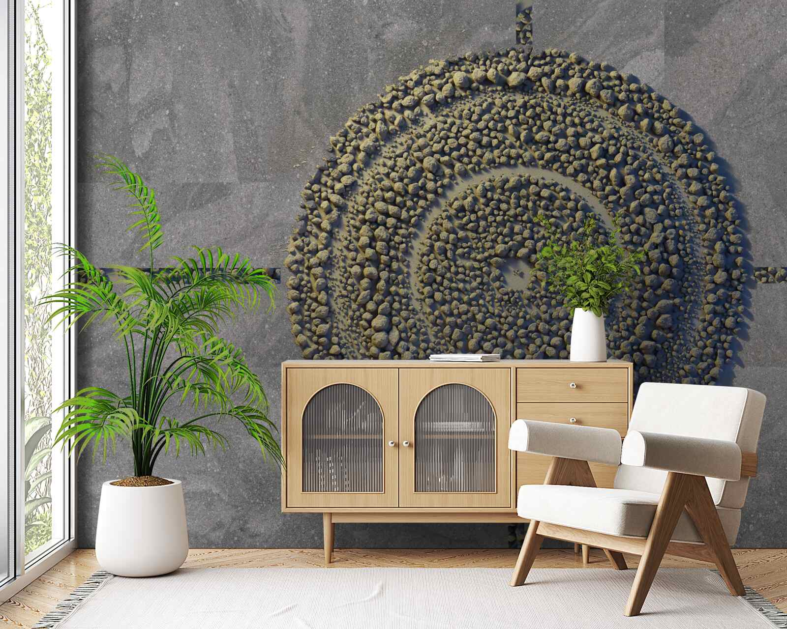 Papier peint un parc à l'aspect vert et circulaire