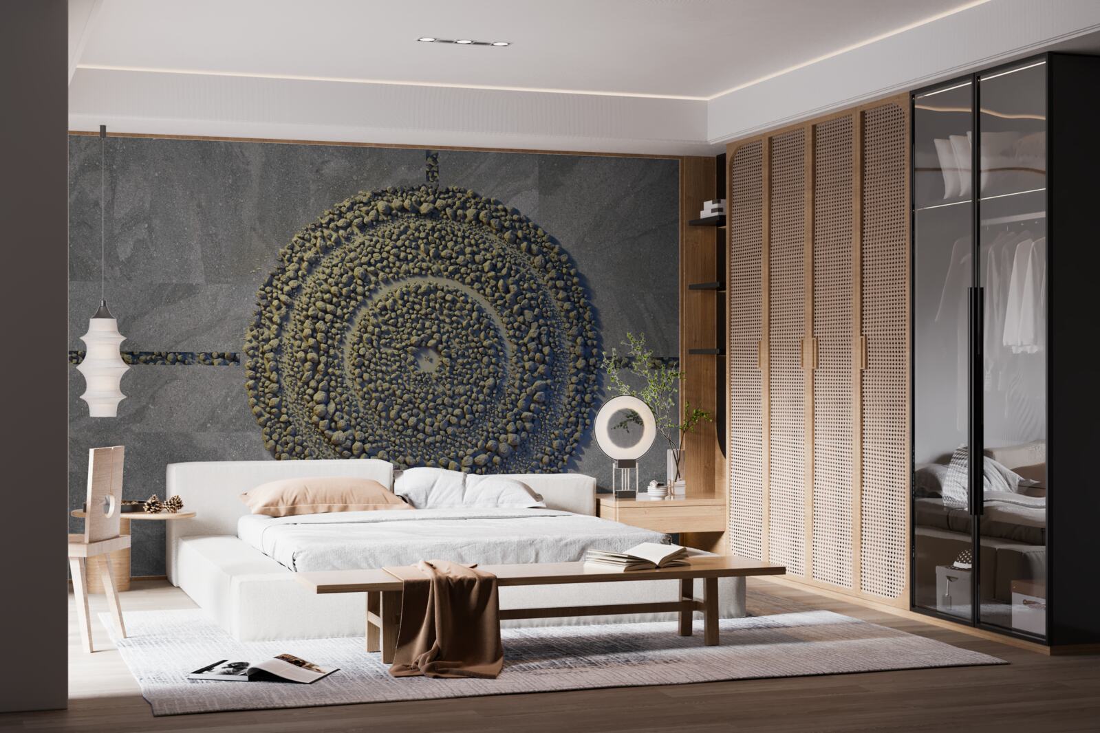 Papier peint un parc à l'aspect vert et circulaire