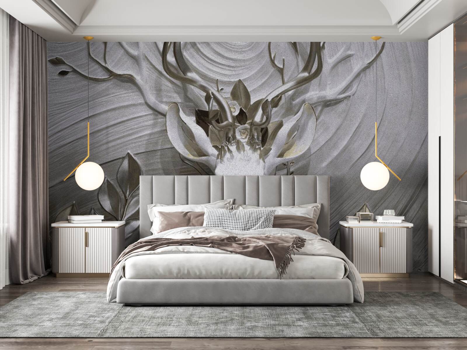 Papier peint cerf majestueux aux cornes étonnantes