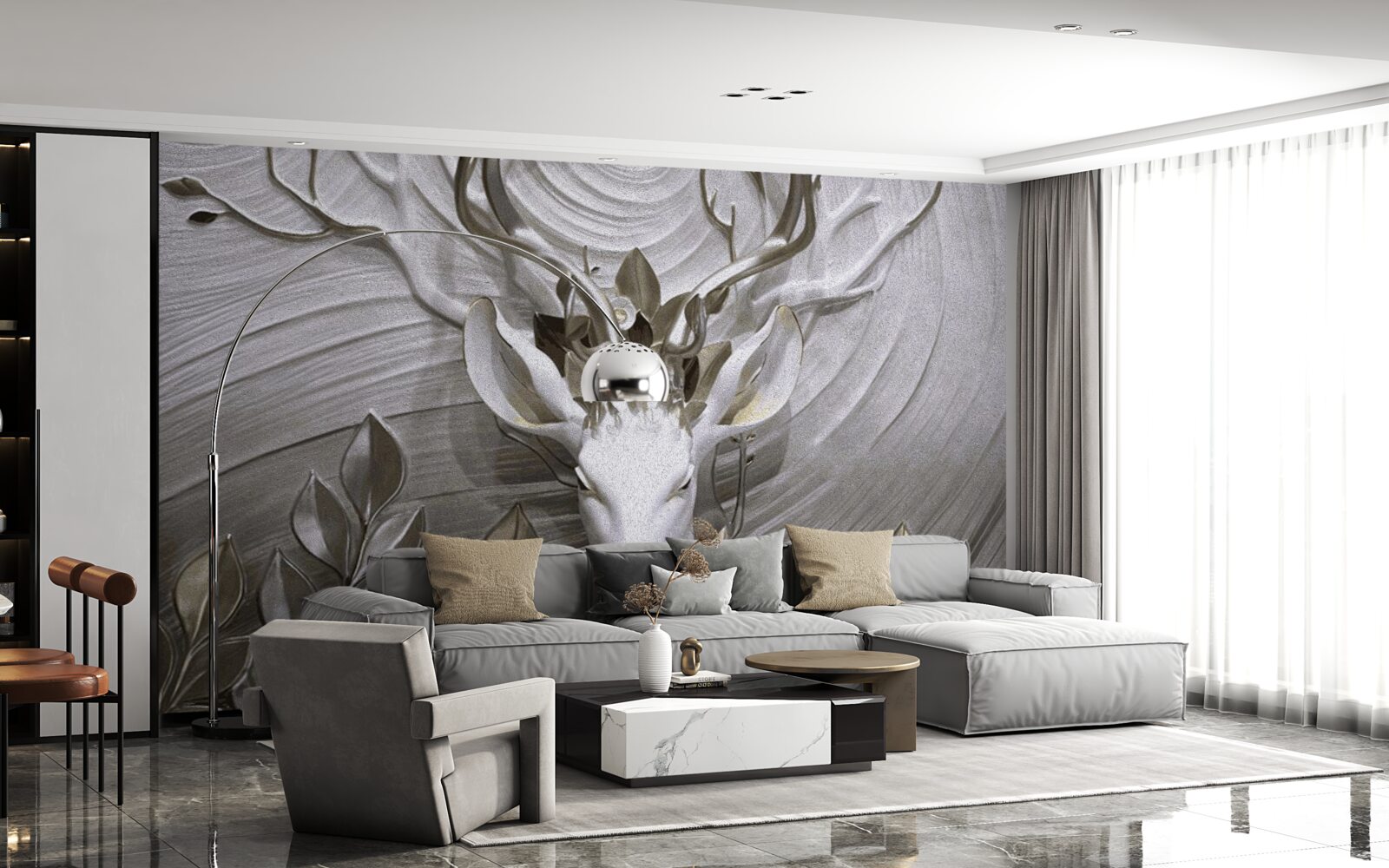 Papier peint cerf majestueux aux cornes étonnantes