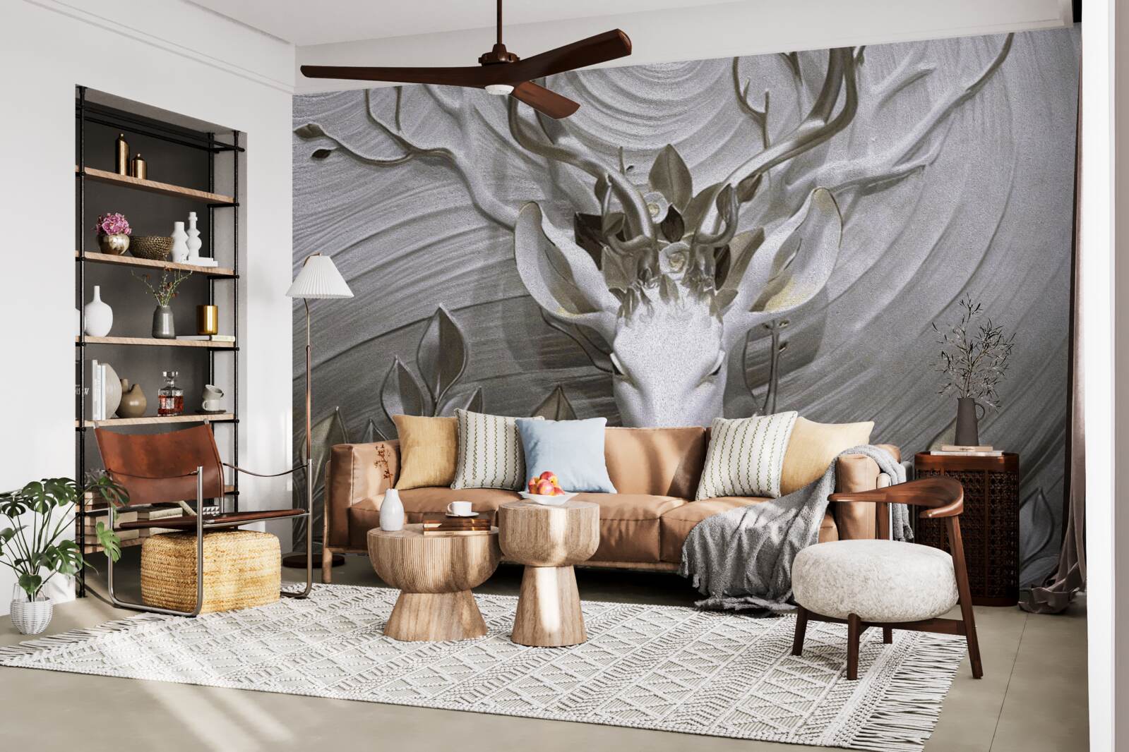 Papier peint cerf majestueux aux cornes étonnantes