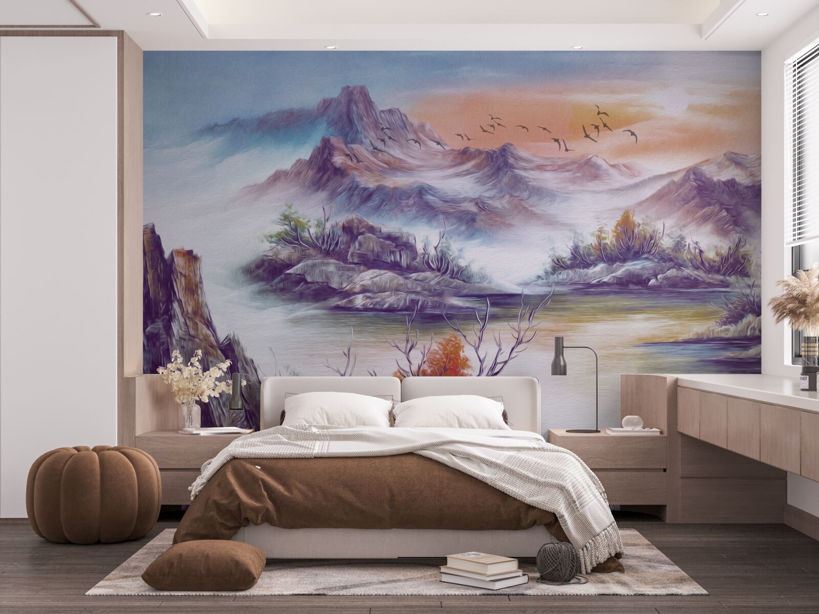 Papier peint les montagnes sont couvertes de brume