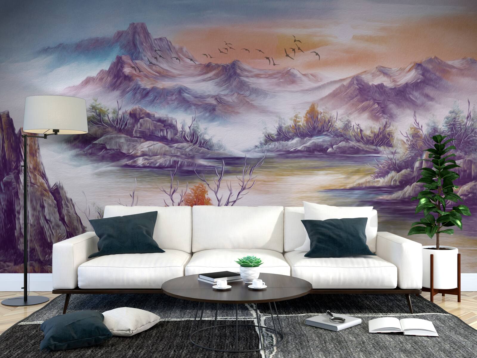 Papier peint les montagnes sont couvertes de brume