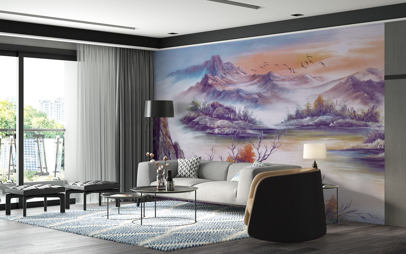 Papier peint les montagnes sont couvertes de brume