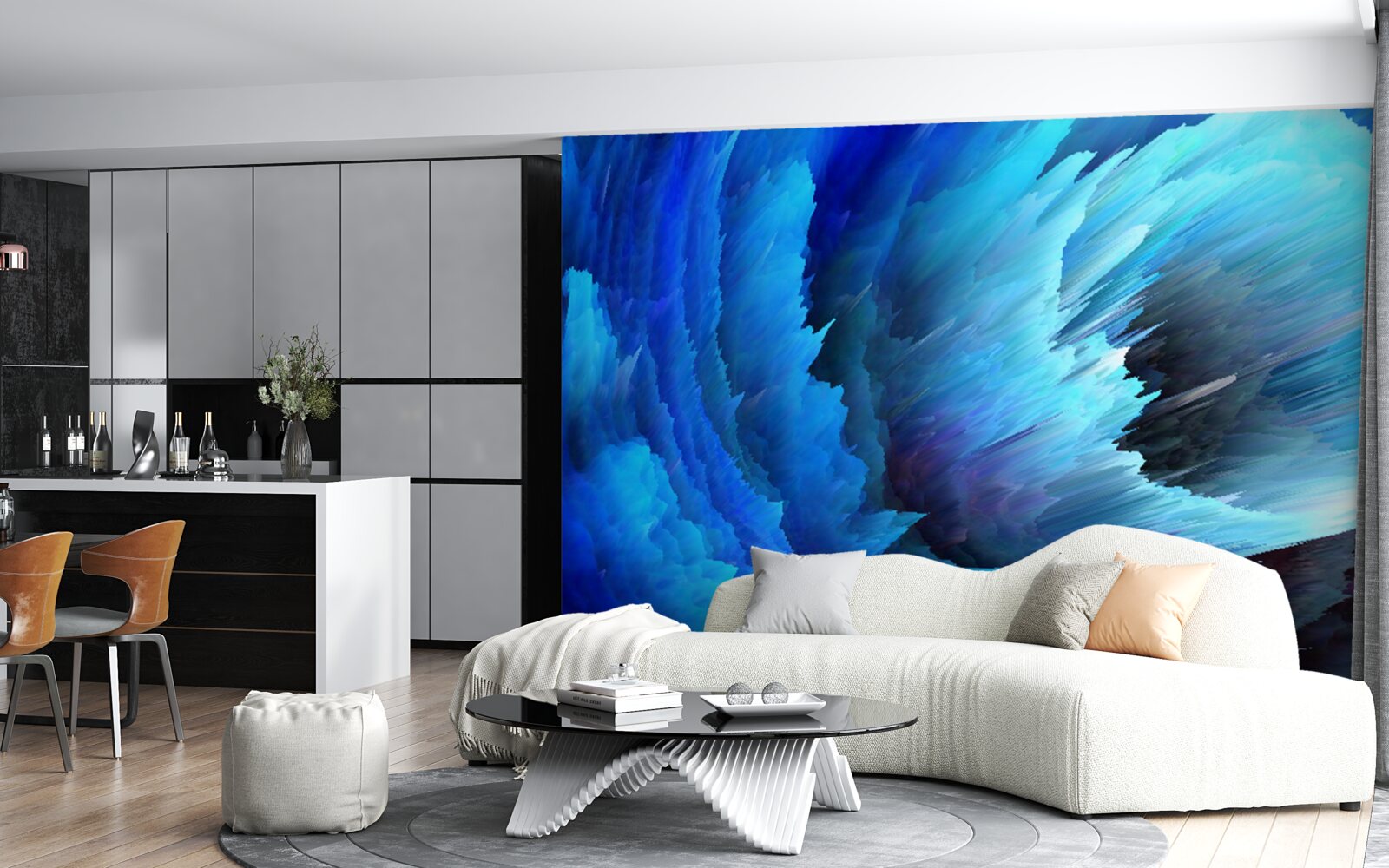 Papier peint abstraction figée de roses