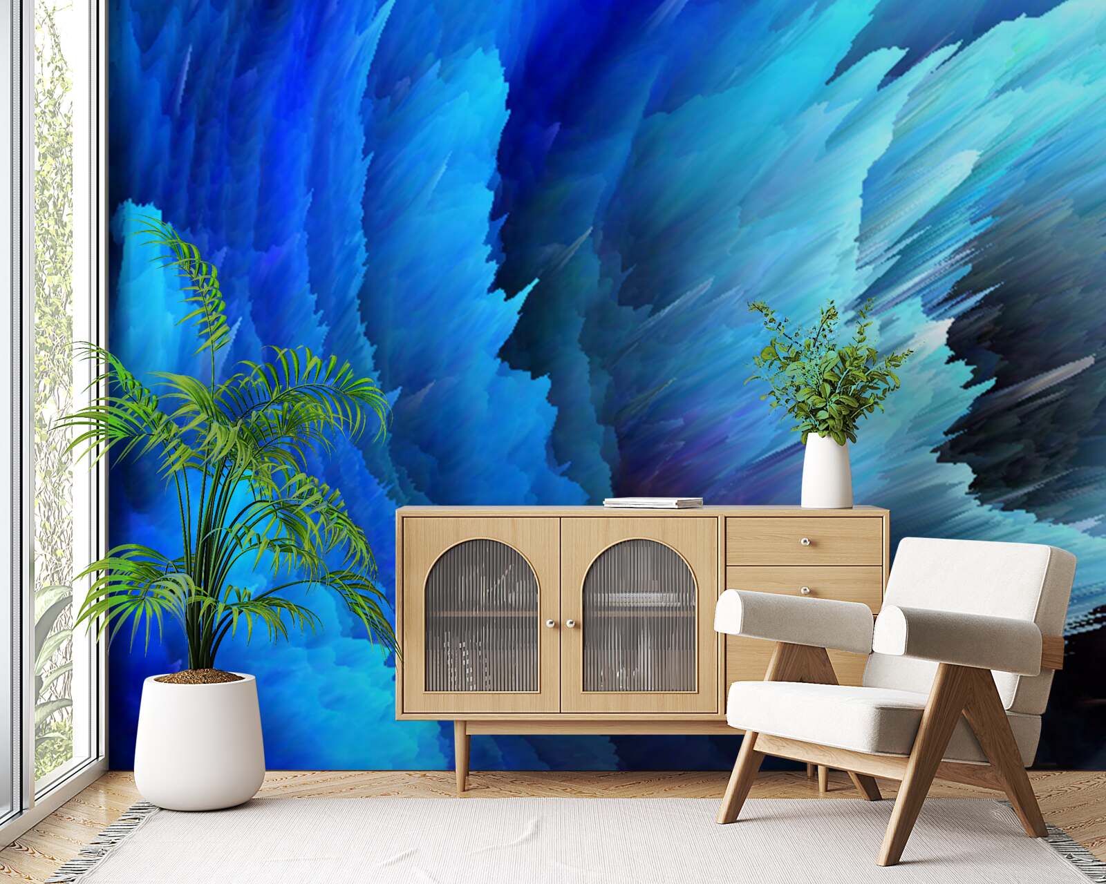 Papier peint abstraction figée de roses