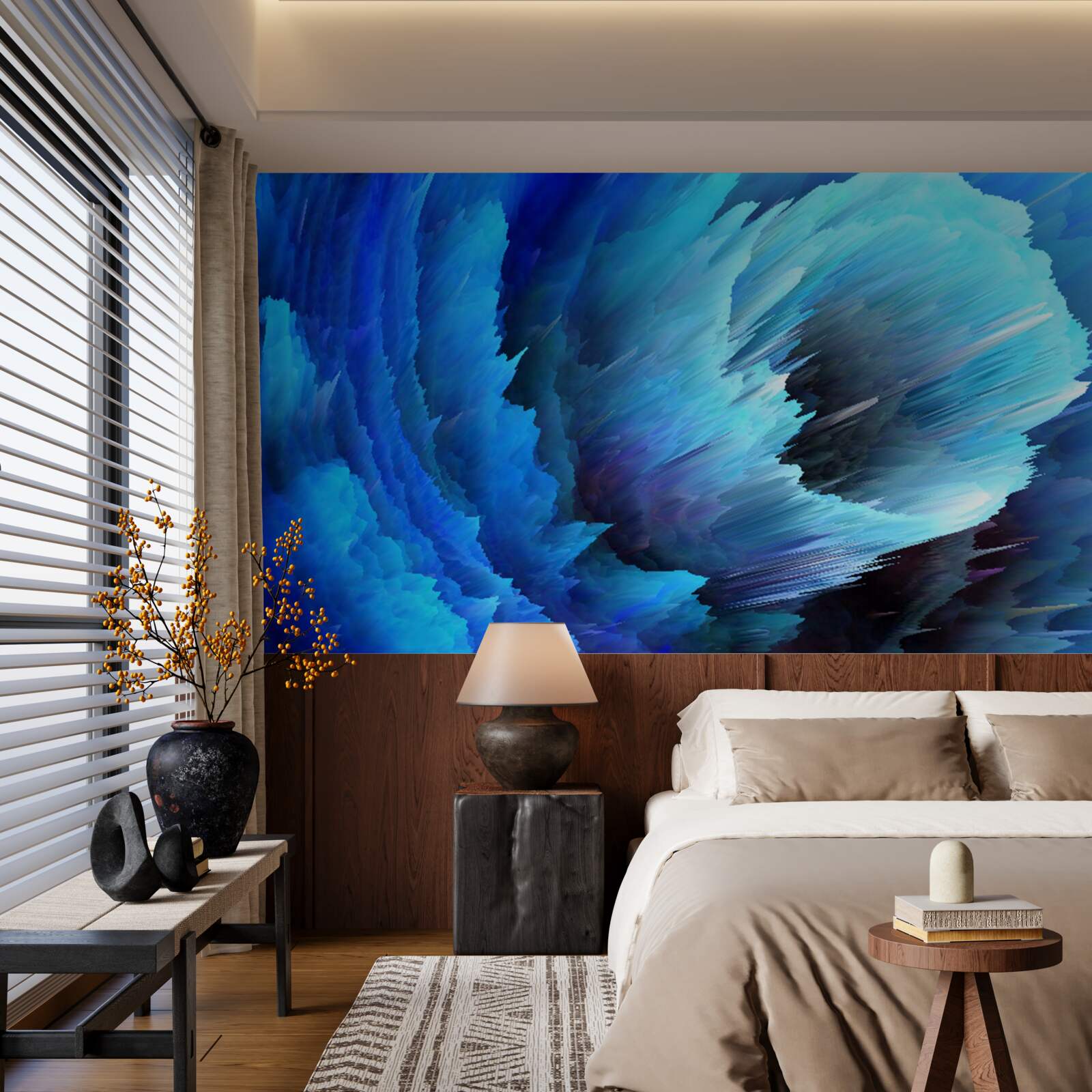 Papier peint abstraction figée de roses