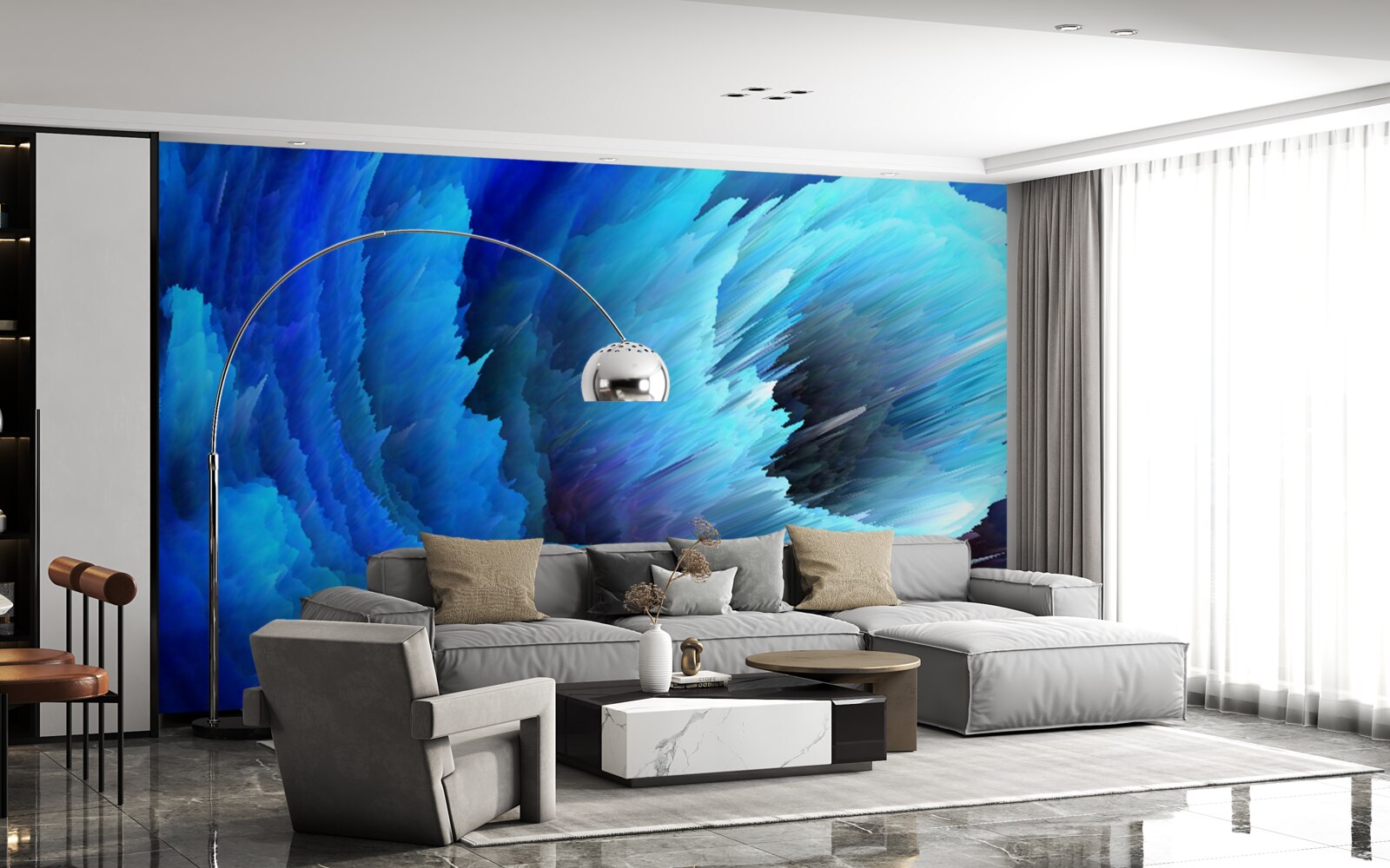 Papier peint abstraction figée de roses