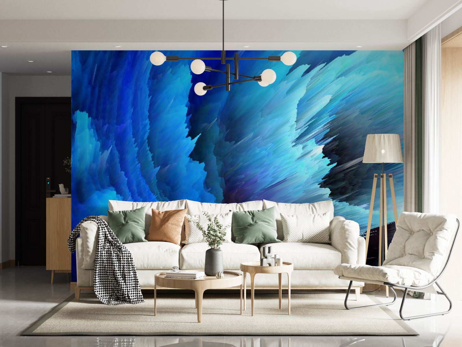 Papier peint abstraction figée de roses