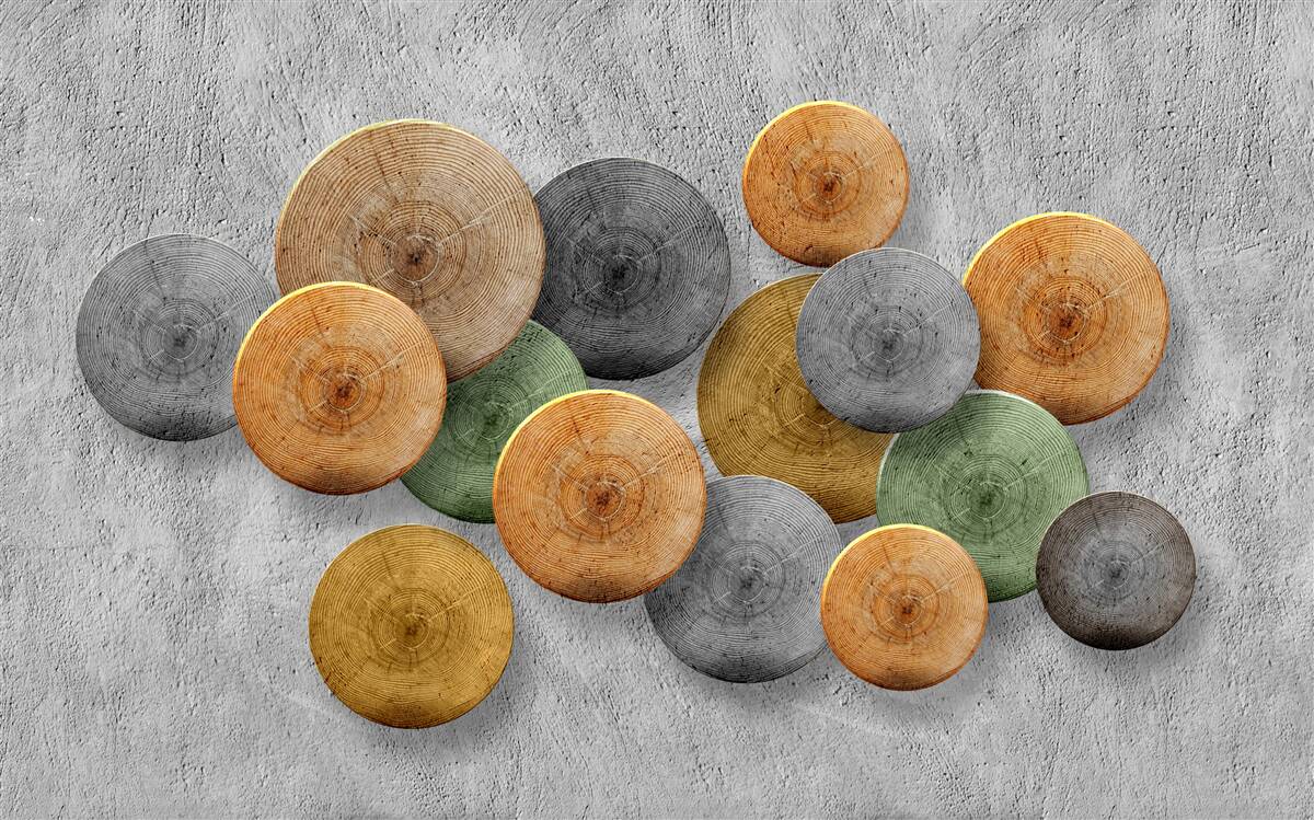 Papier peint des sections d'arbres de différentes teintes