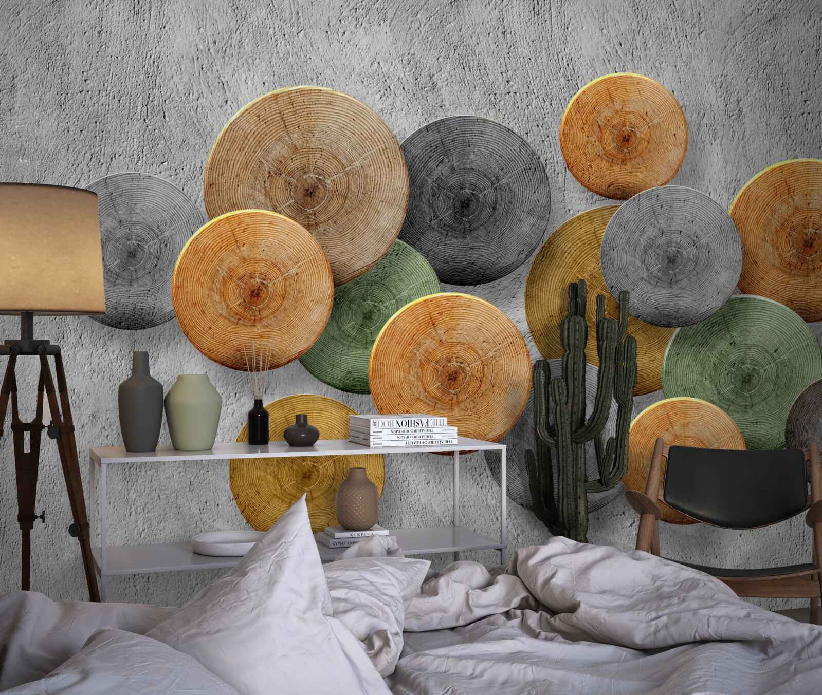 Papier peint des sections d'arbres de différentes teintes