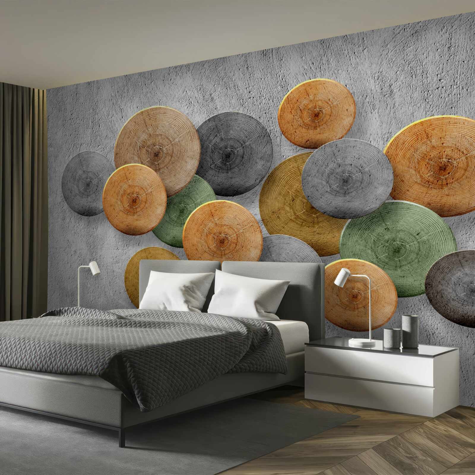 Papier peint des sections d'arbres de différentes teintes