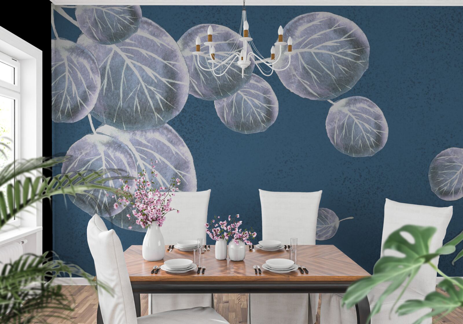 Papier peint feuilles tombant dans le ciel