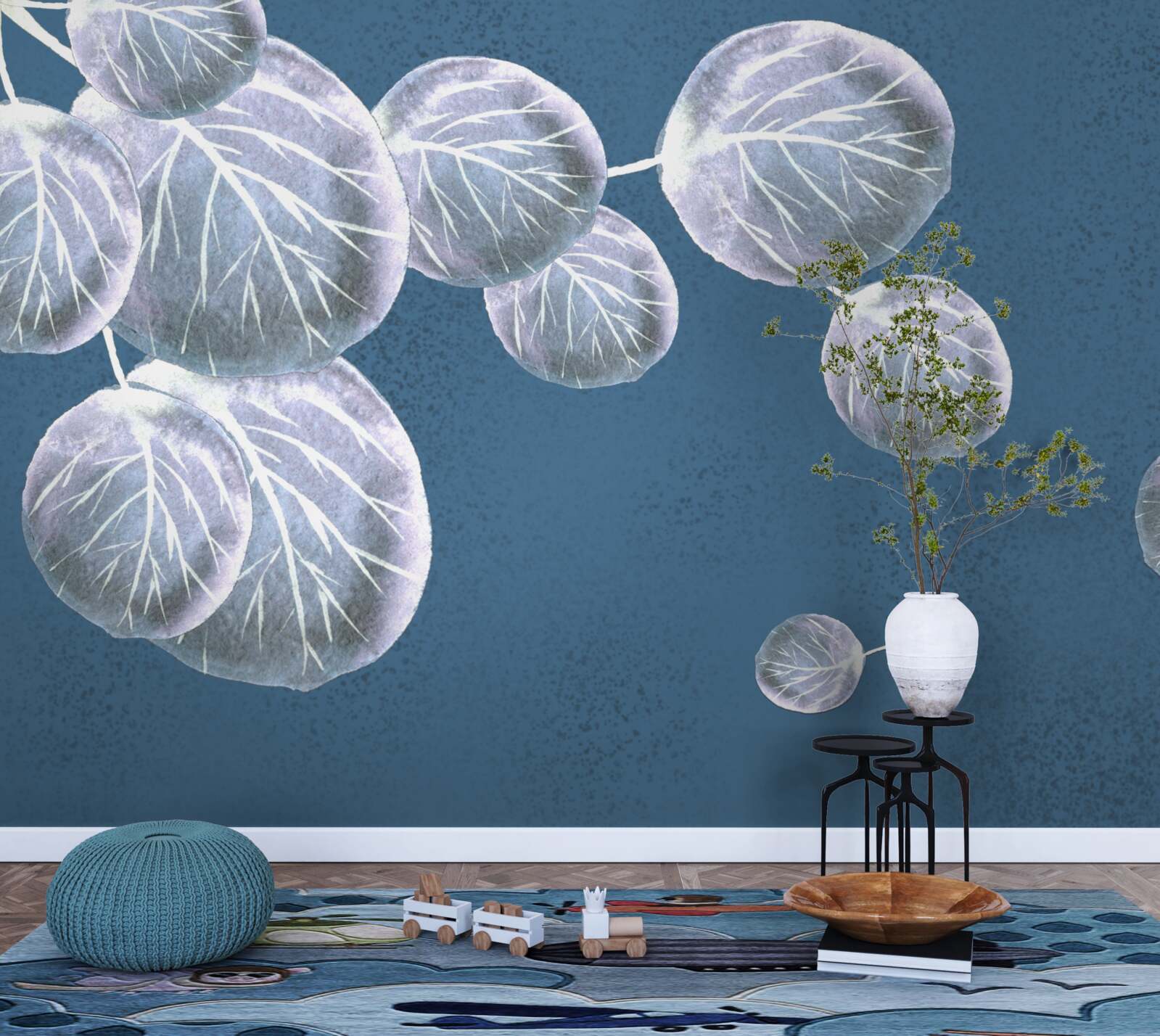 Papier peint feuilles tombant dans le ciel