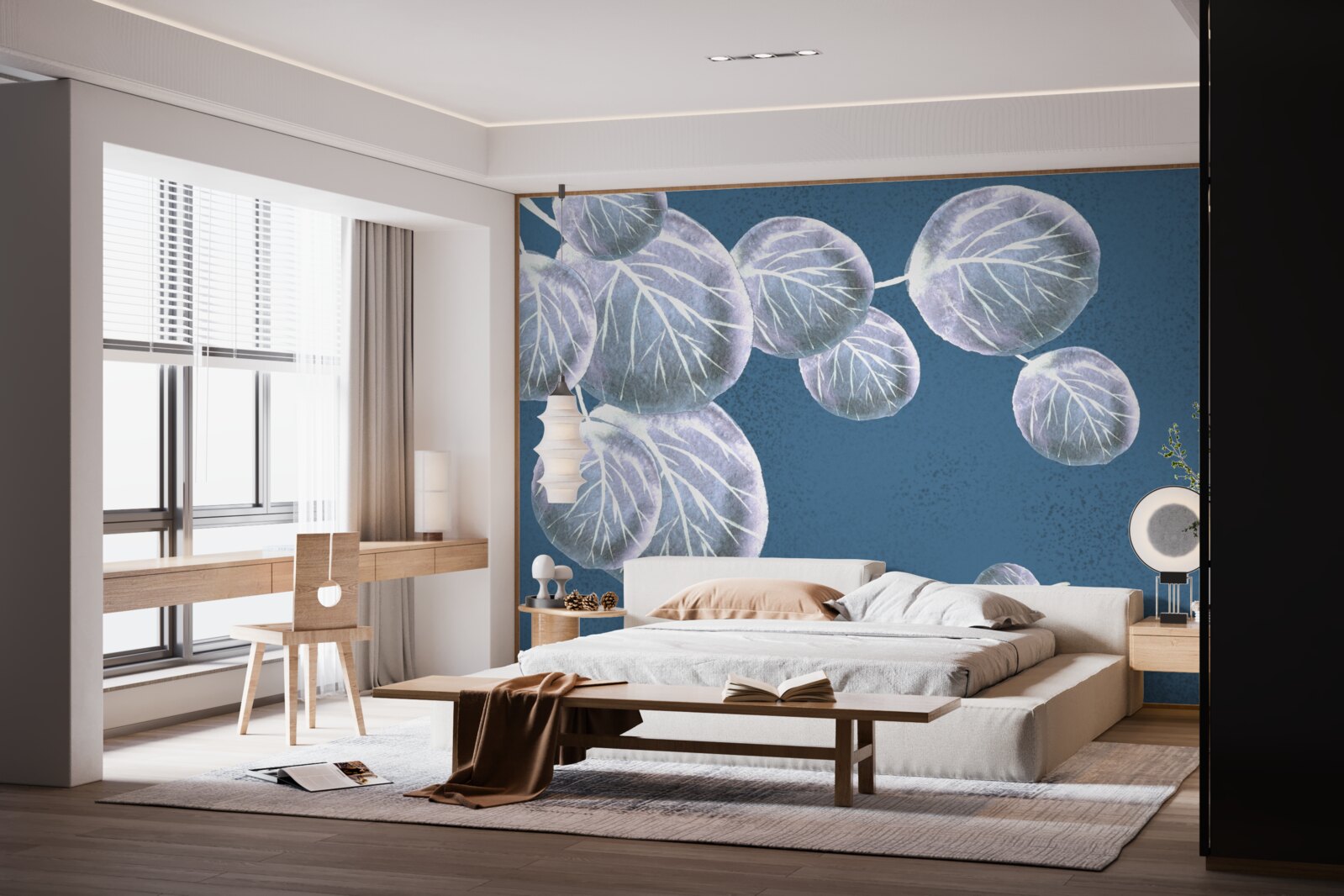 Papier peint feuilles tombant dans le ciel