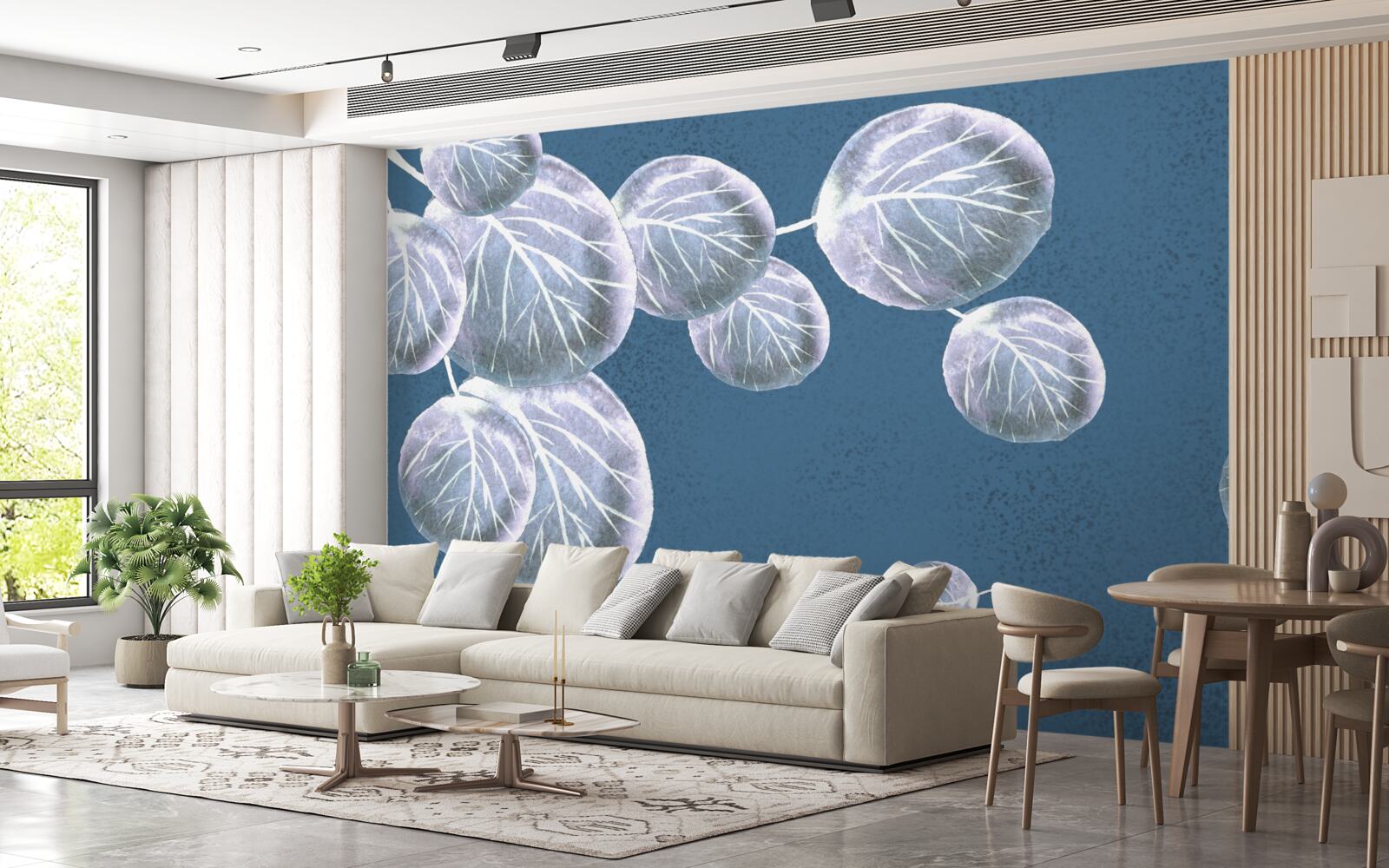 Papier peint feuilles tombant dans le ciel