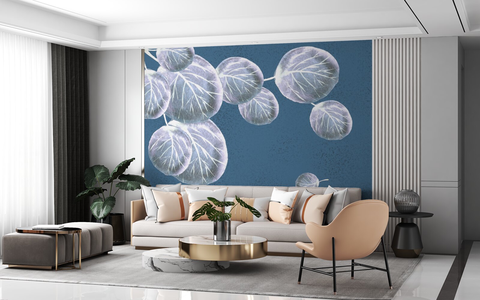 Papier peint feuilles tombant dans le ciel