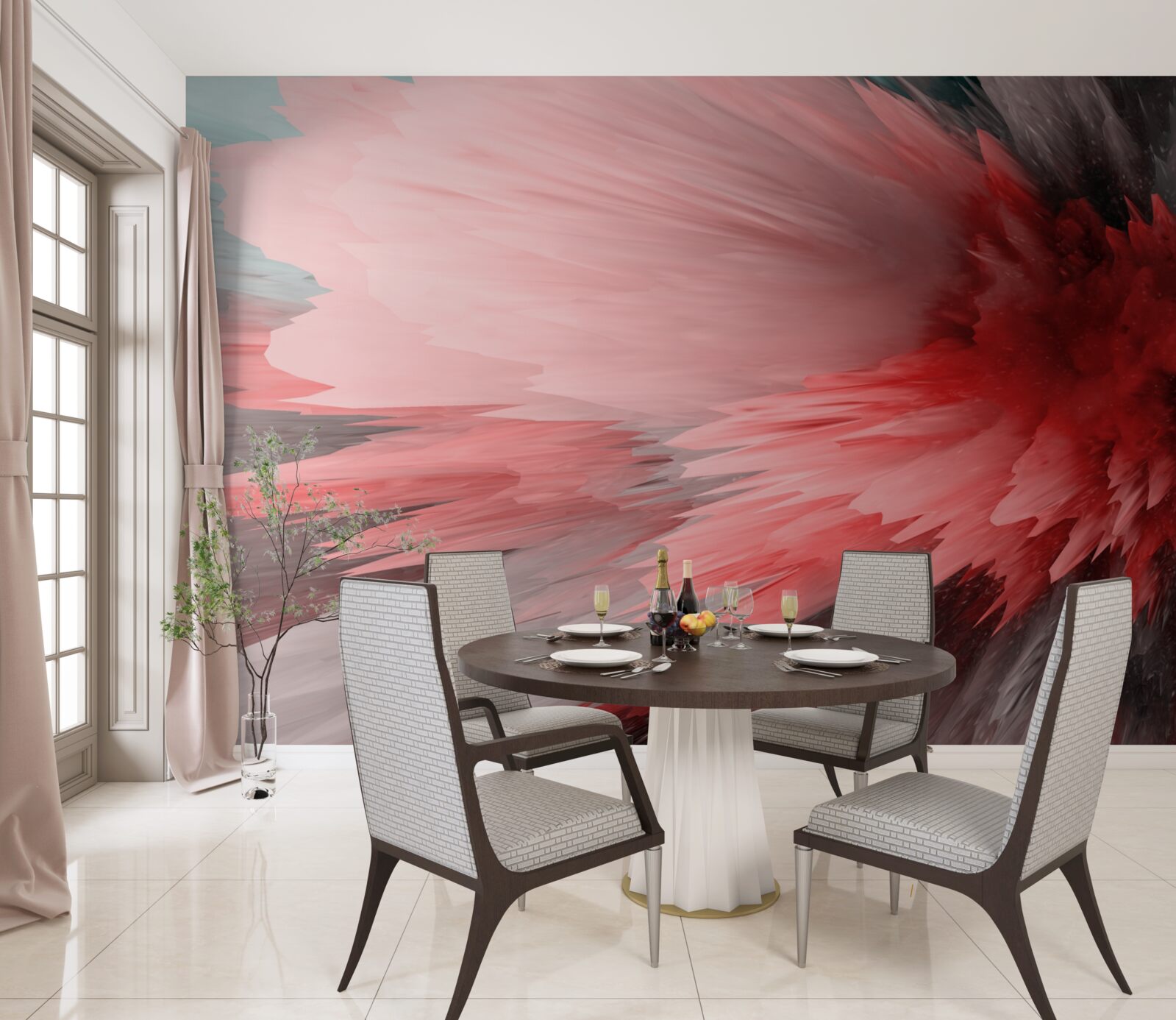 Papier peint Accent énergique dans les tons écarlates