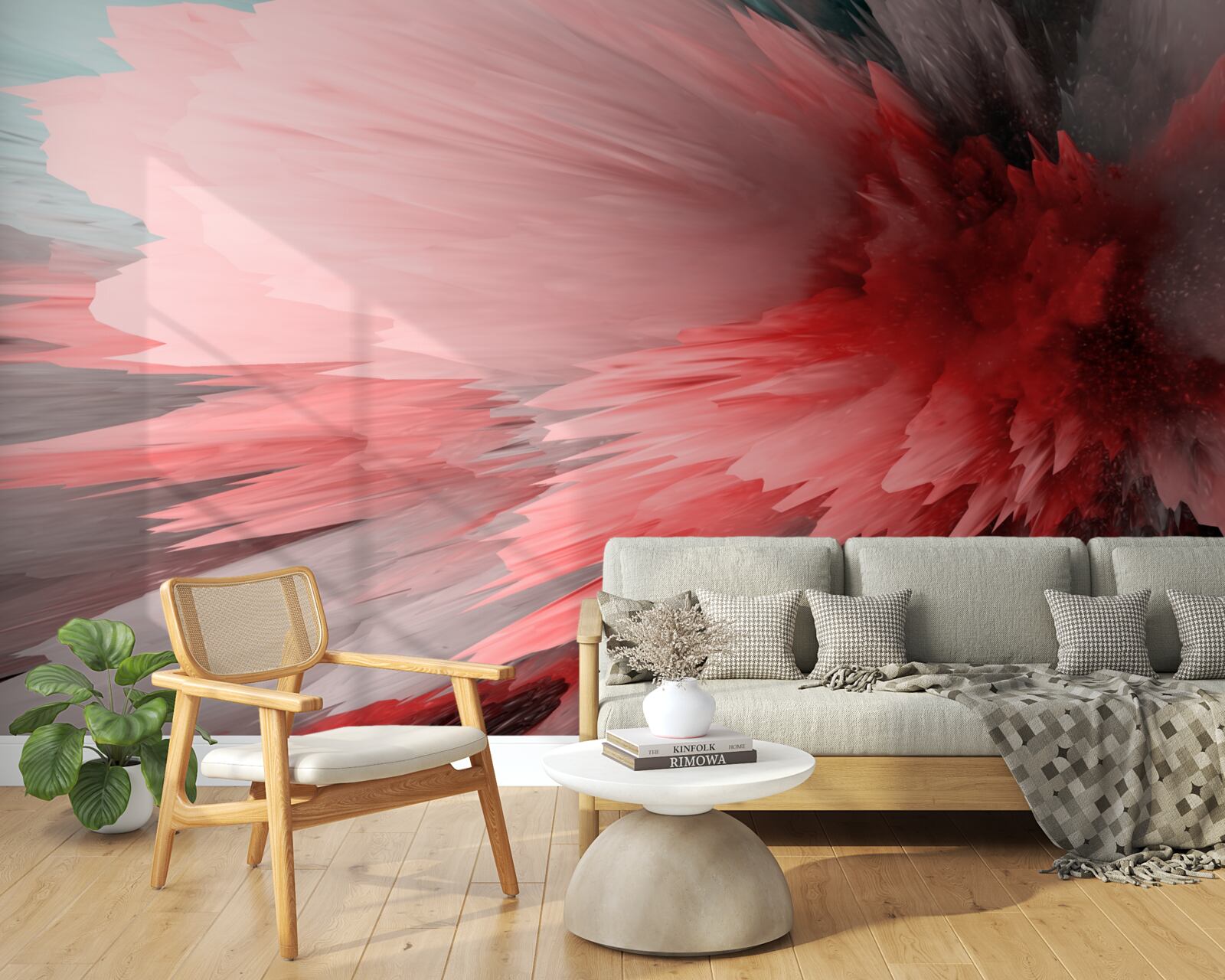 Papier peint Accent énergique dans les tons écarlates