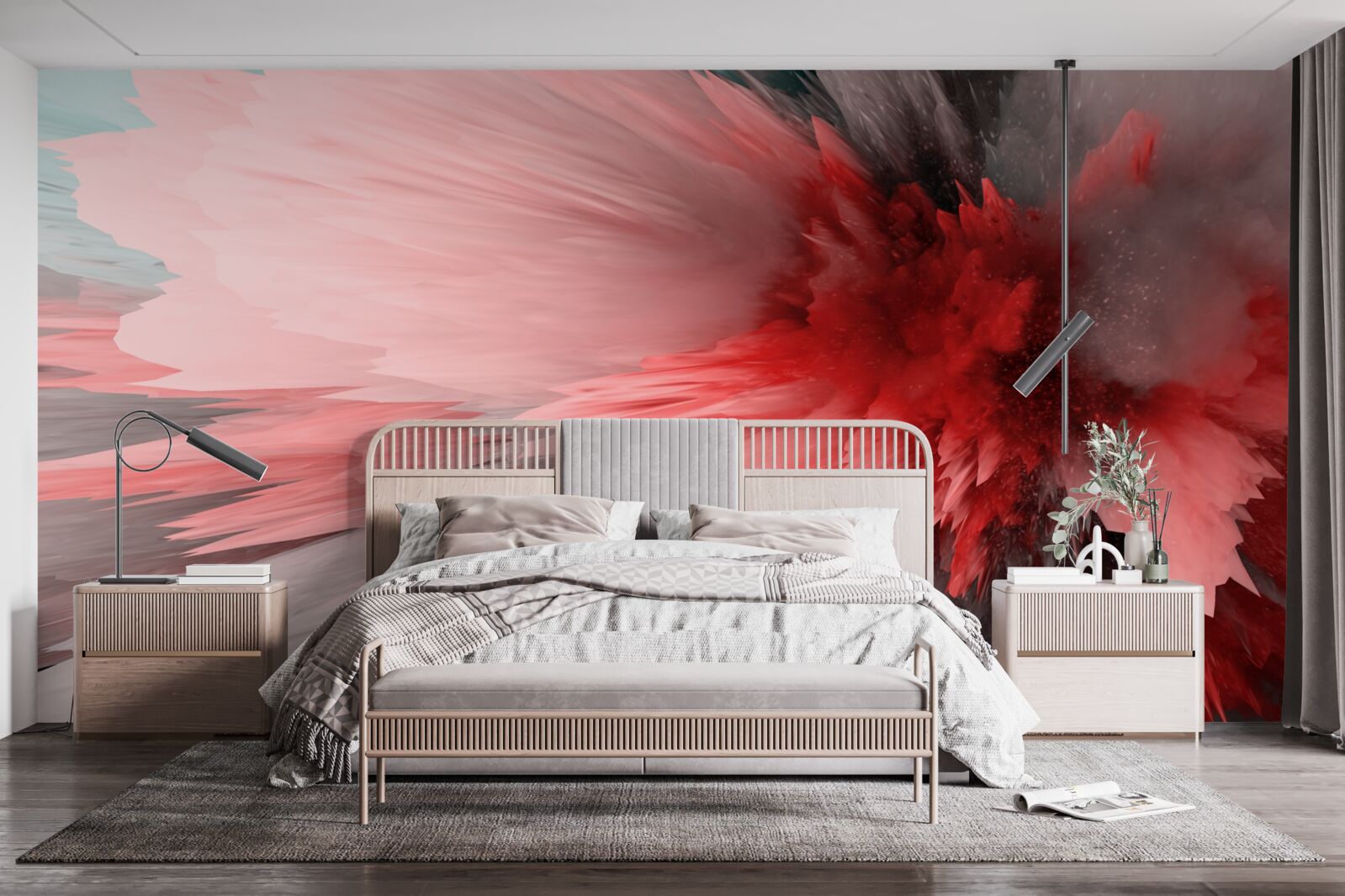 Papier peint Accent énergique dans les tons écarlates