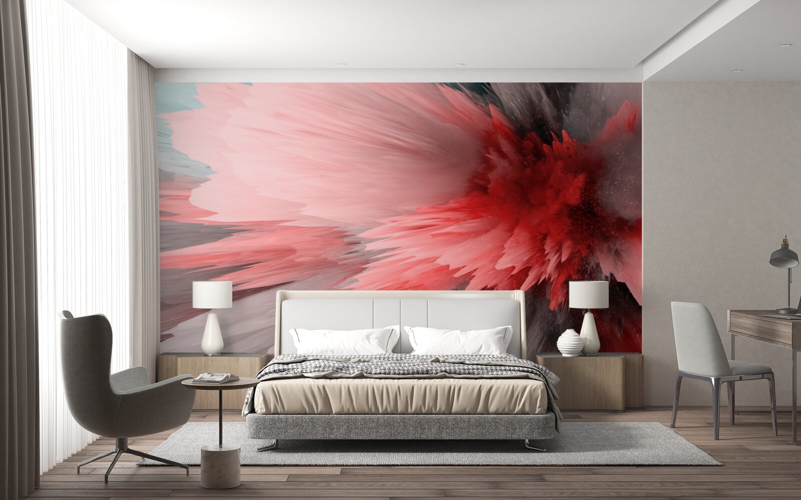 Papier peint Accent énergique dans les tons écarlates