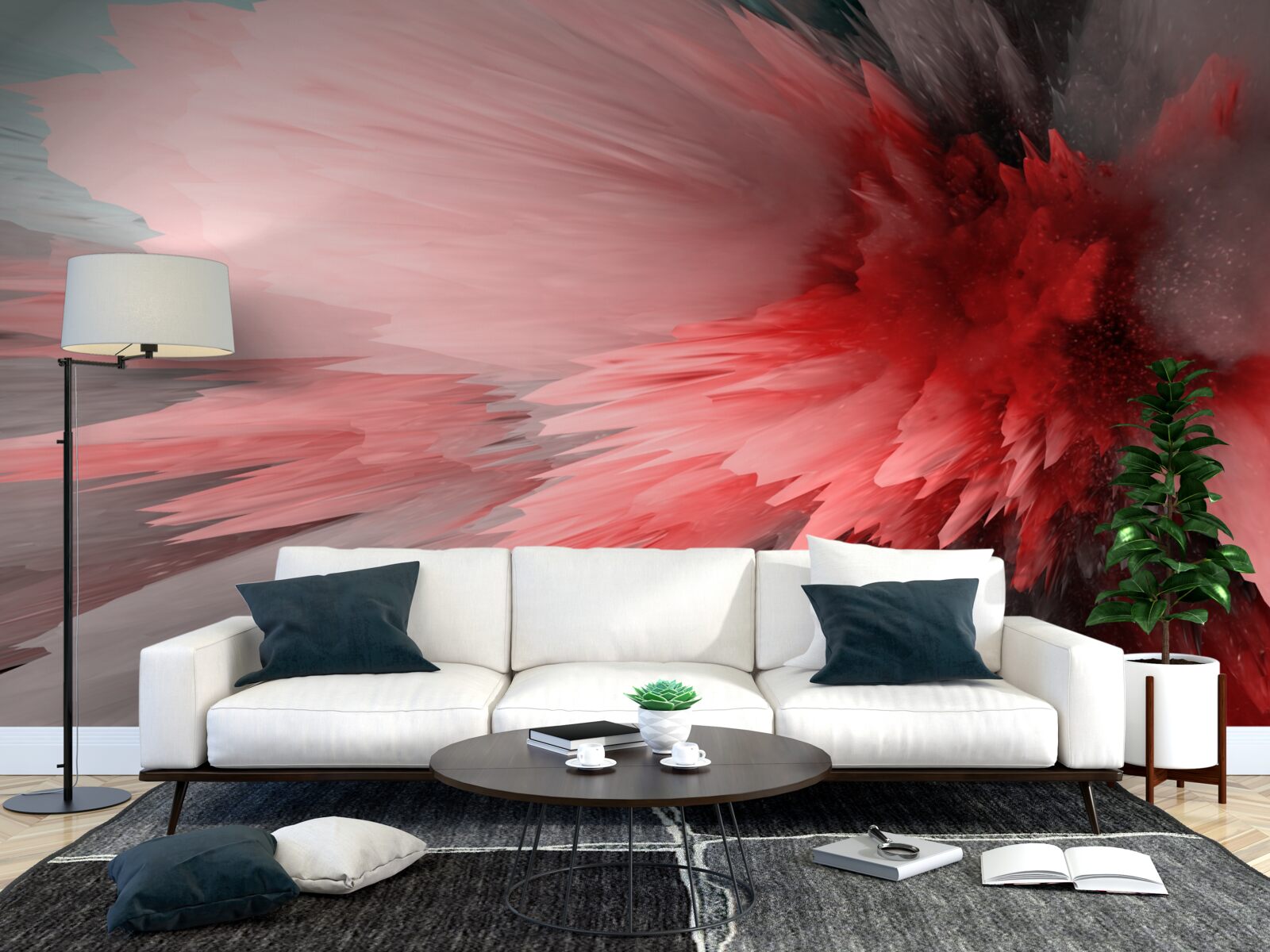 Papier peint Accent énergique dans les tons écarlates