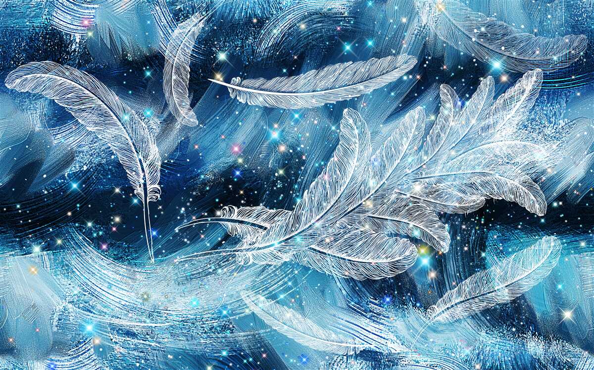 Papier peint un vent fort emporte les plumes blanches