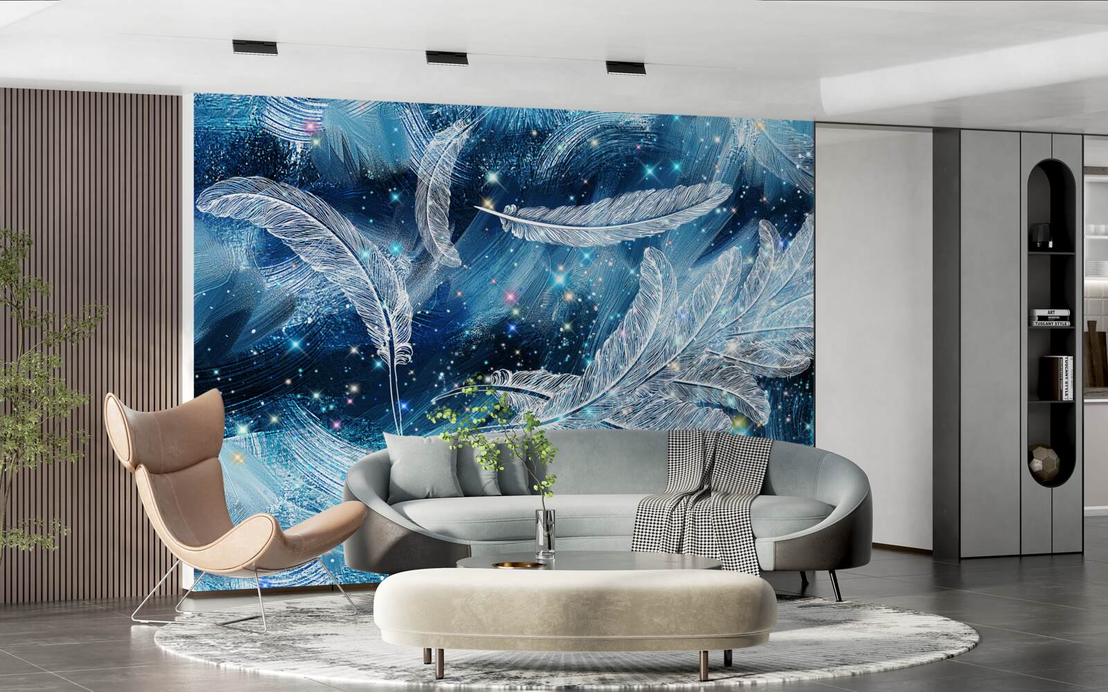 Papier peint un vent fort emporte les plumes blanches