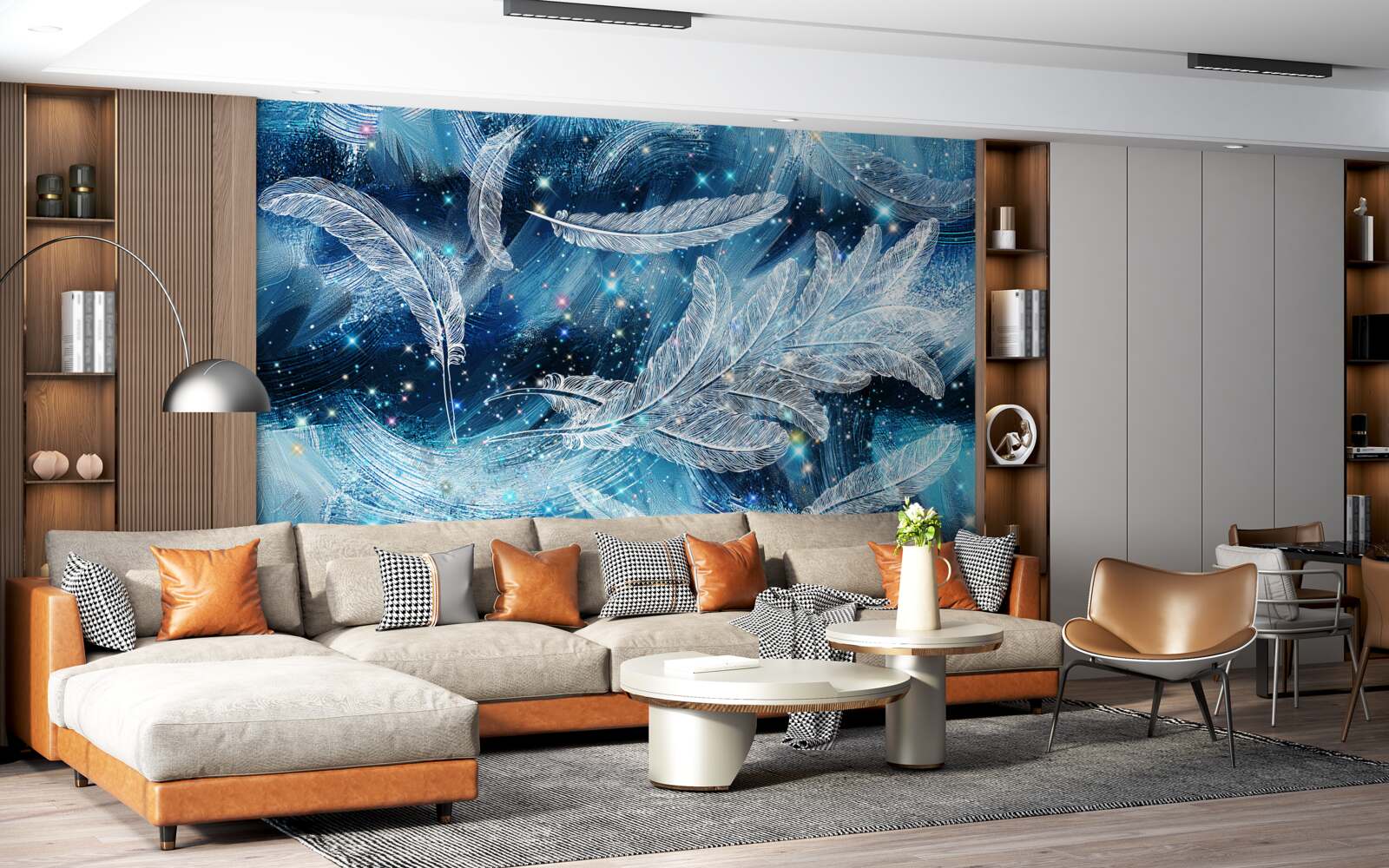 Papier peint un vent fort emporte les plumes blanches