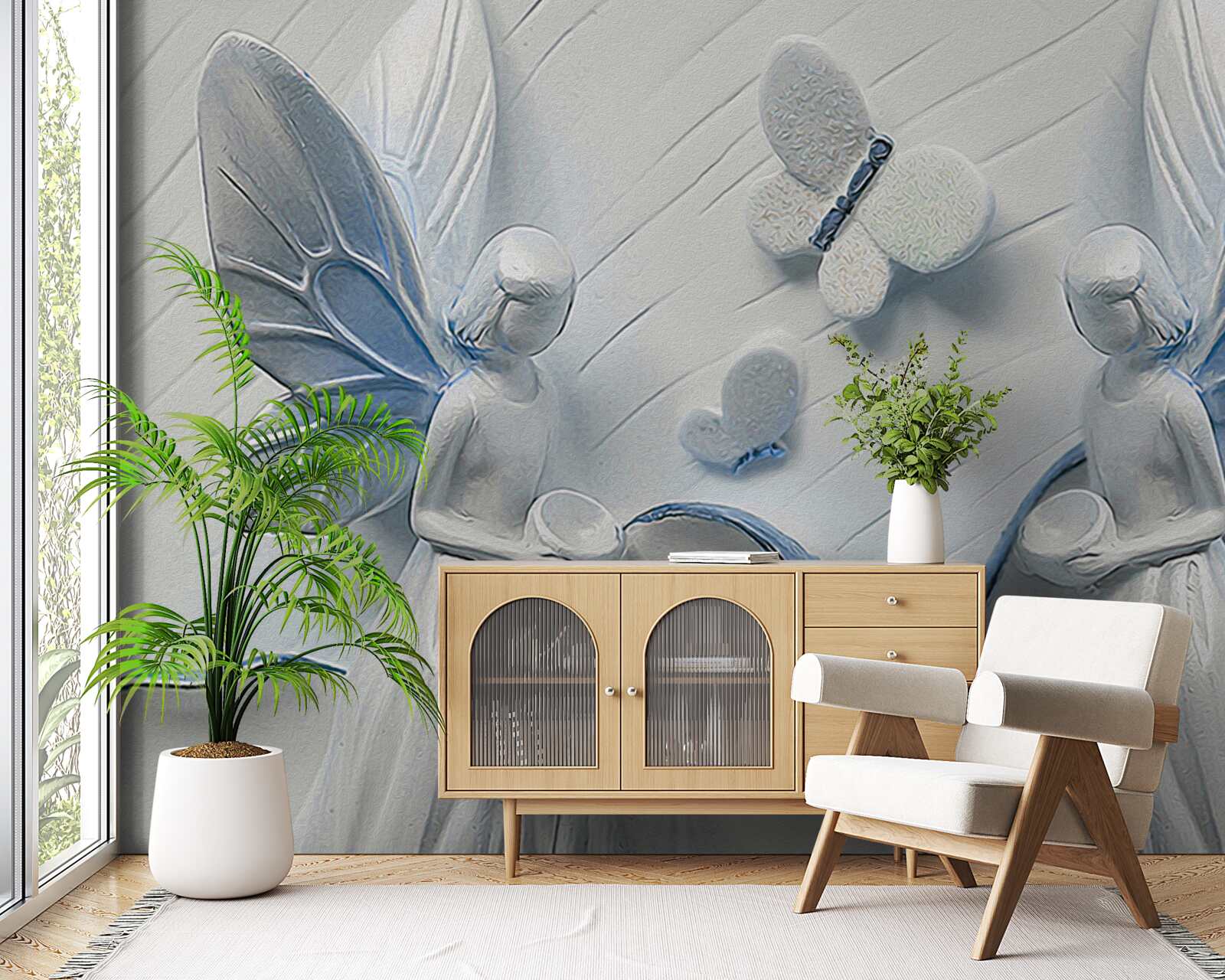 Papier peint femmes avec des ailes de papillon