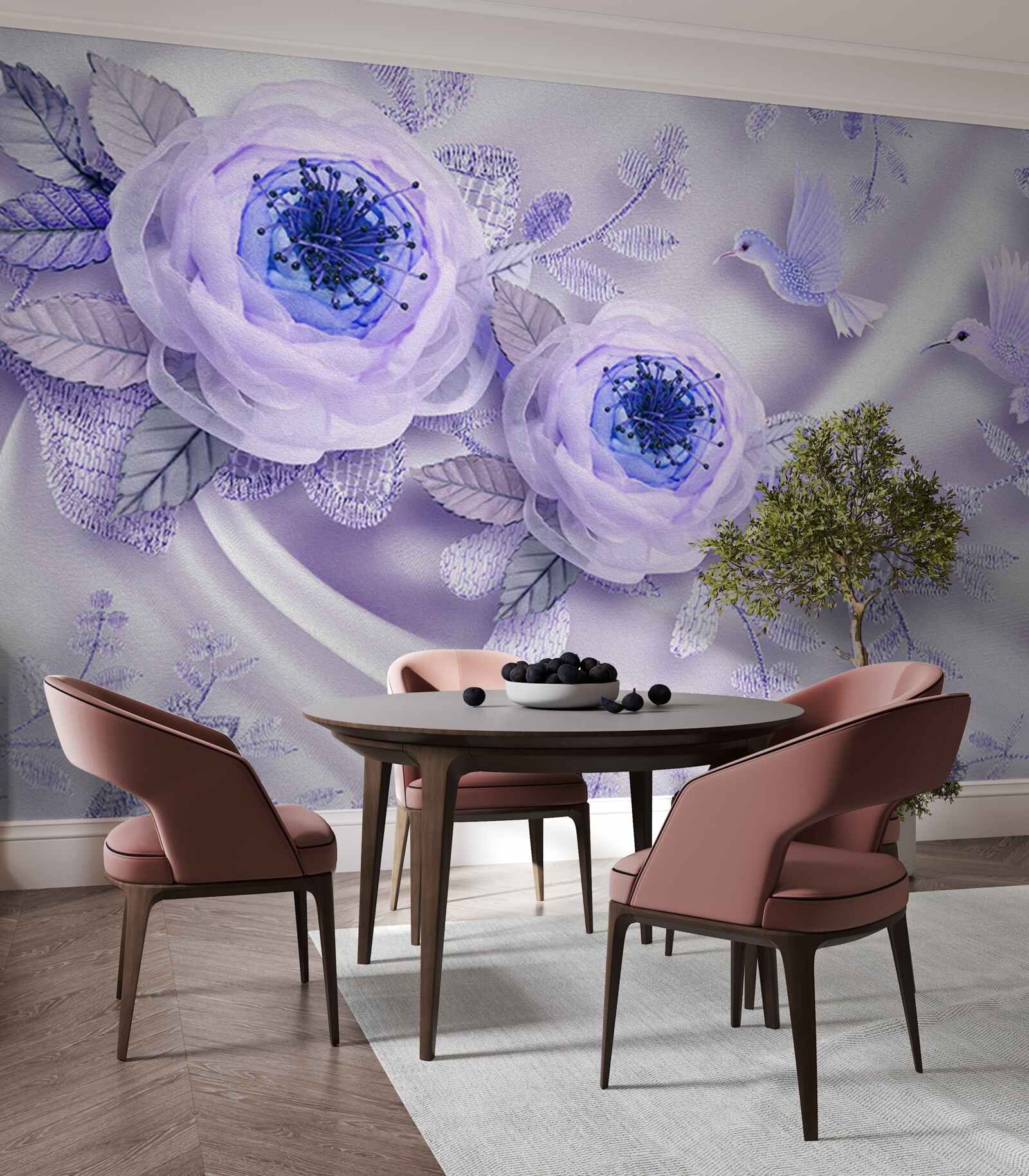 Papier peint des diamants ornent une rose blanche sur un tissu de soie