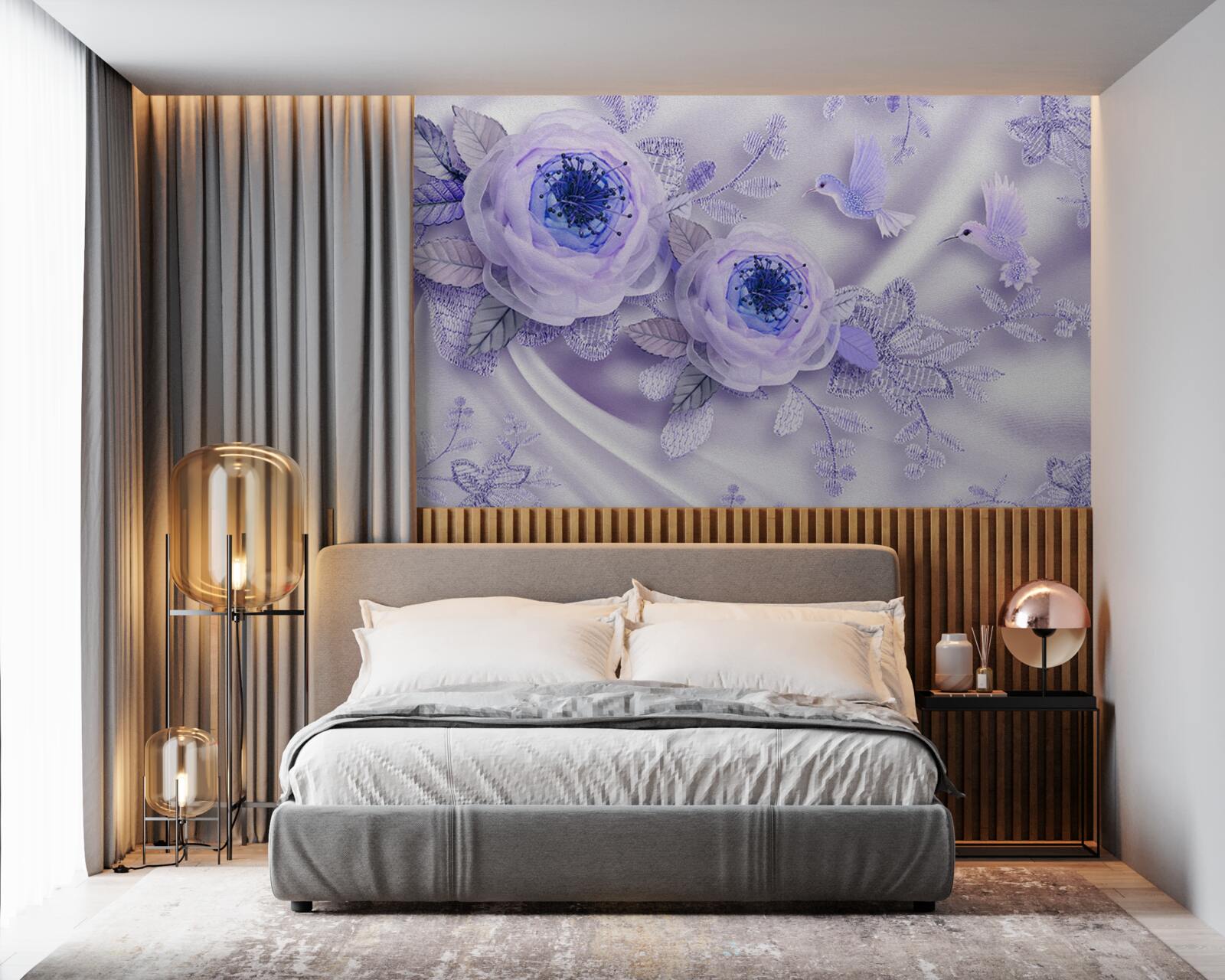 Papier peint des diamants ornent une rose blanche sur un tissu de soie