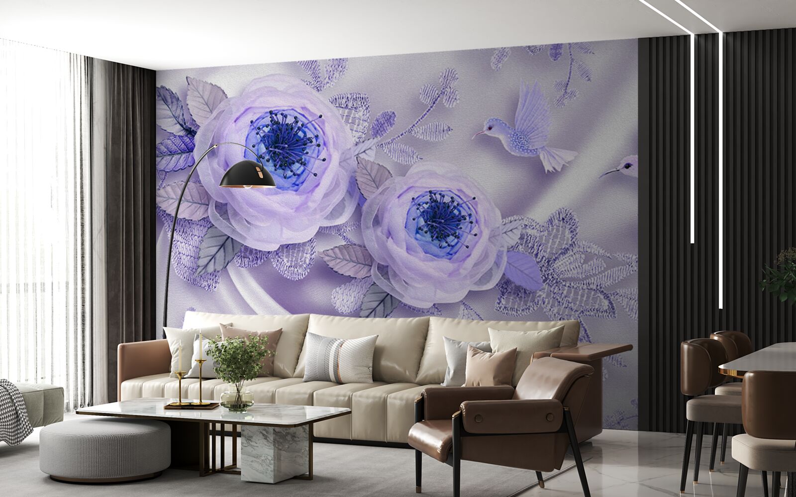 Papier peint des diamants ornent une rose blanche sur un tissu de soie