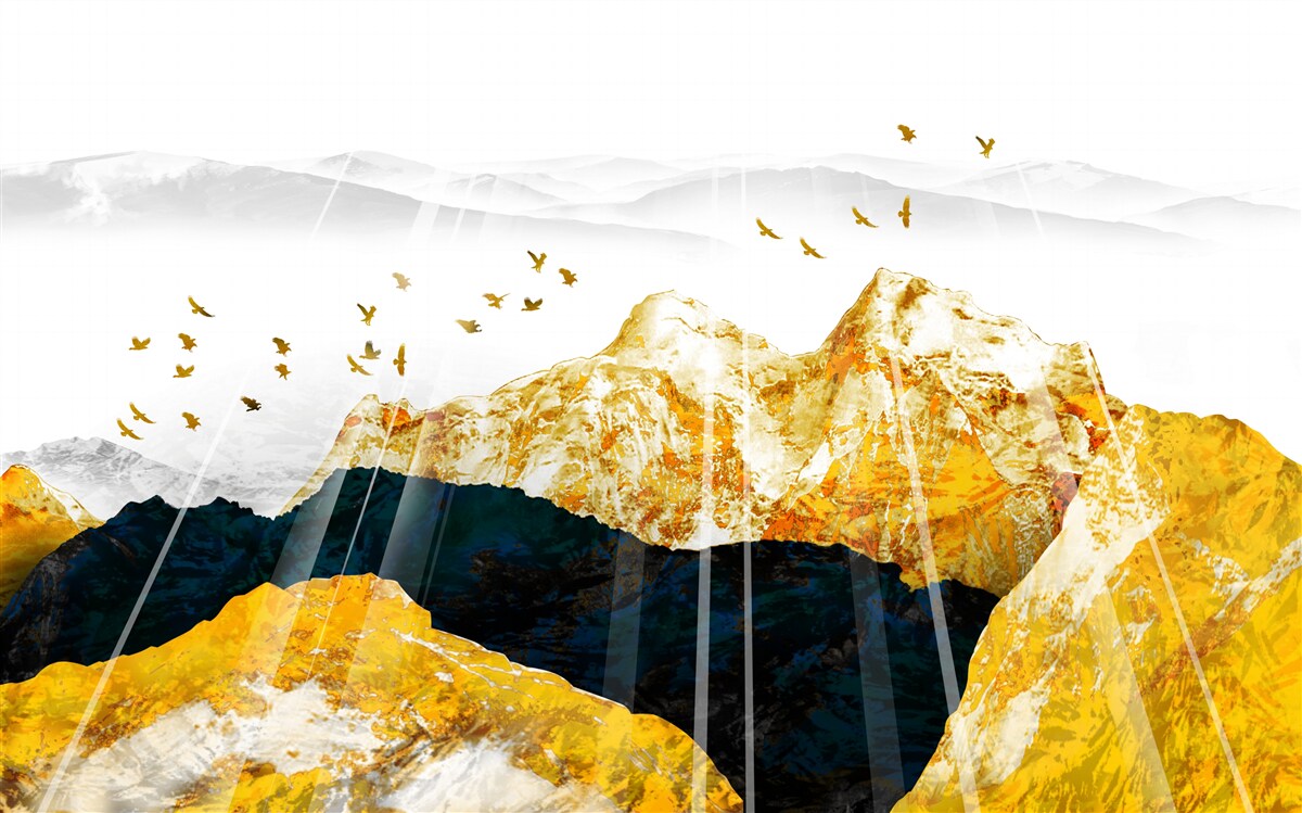 Papier peint images de frênes changeants illuminant une forêt dorée