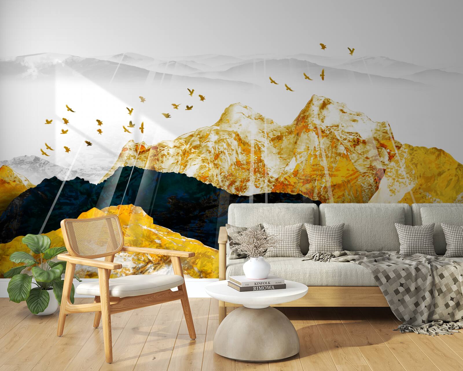 Papier peint images de frênes changeants illuminant une forêt dorée