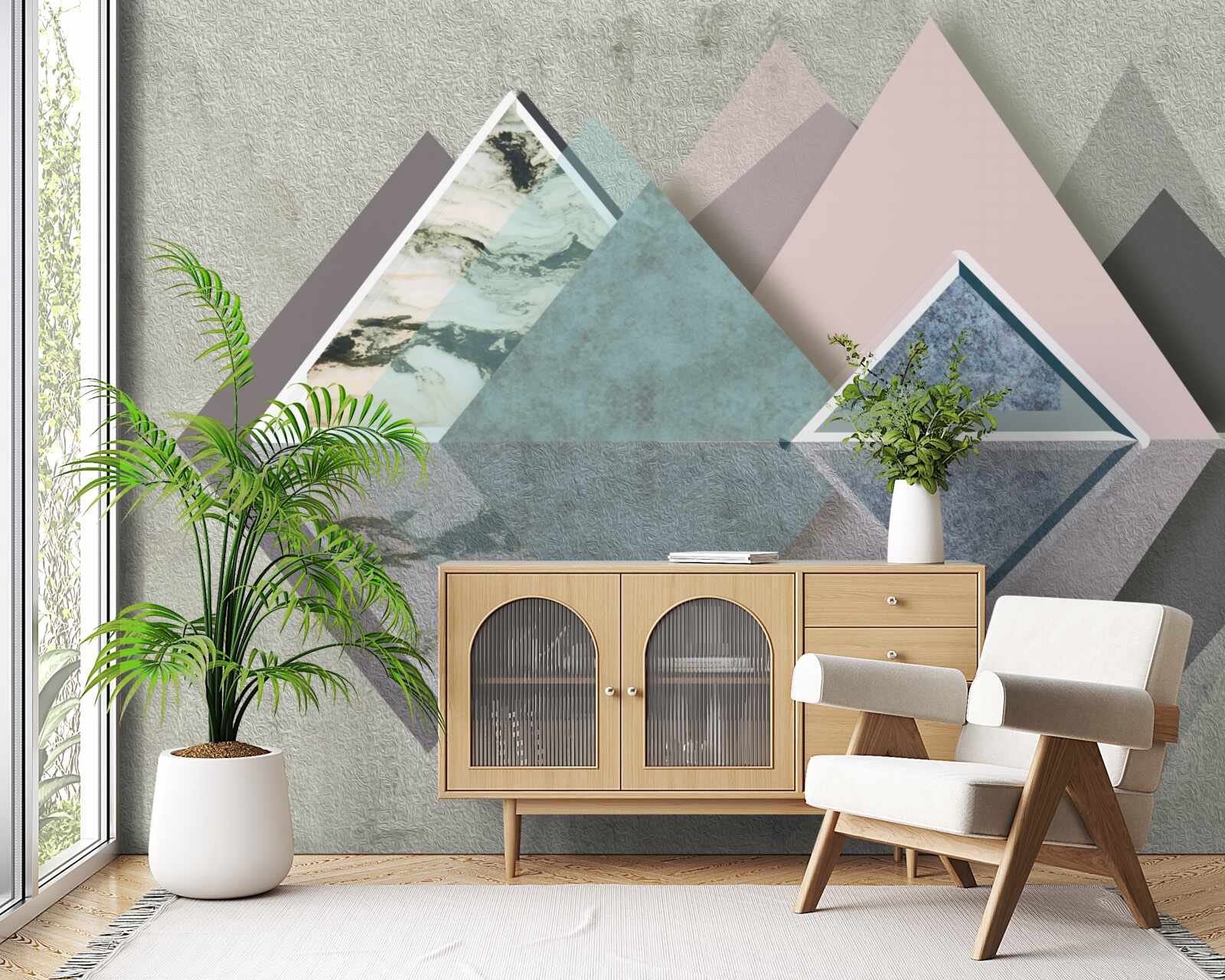 Papier peint forêt abstraite de géométrie