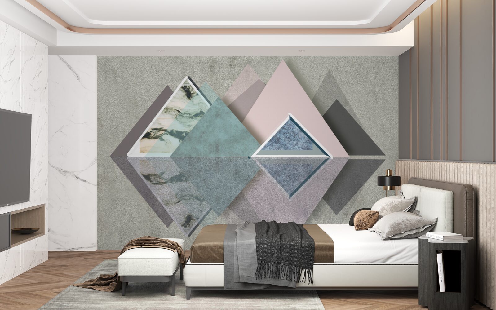 Papier peint forêt abstraite de géométrie