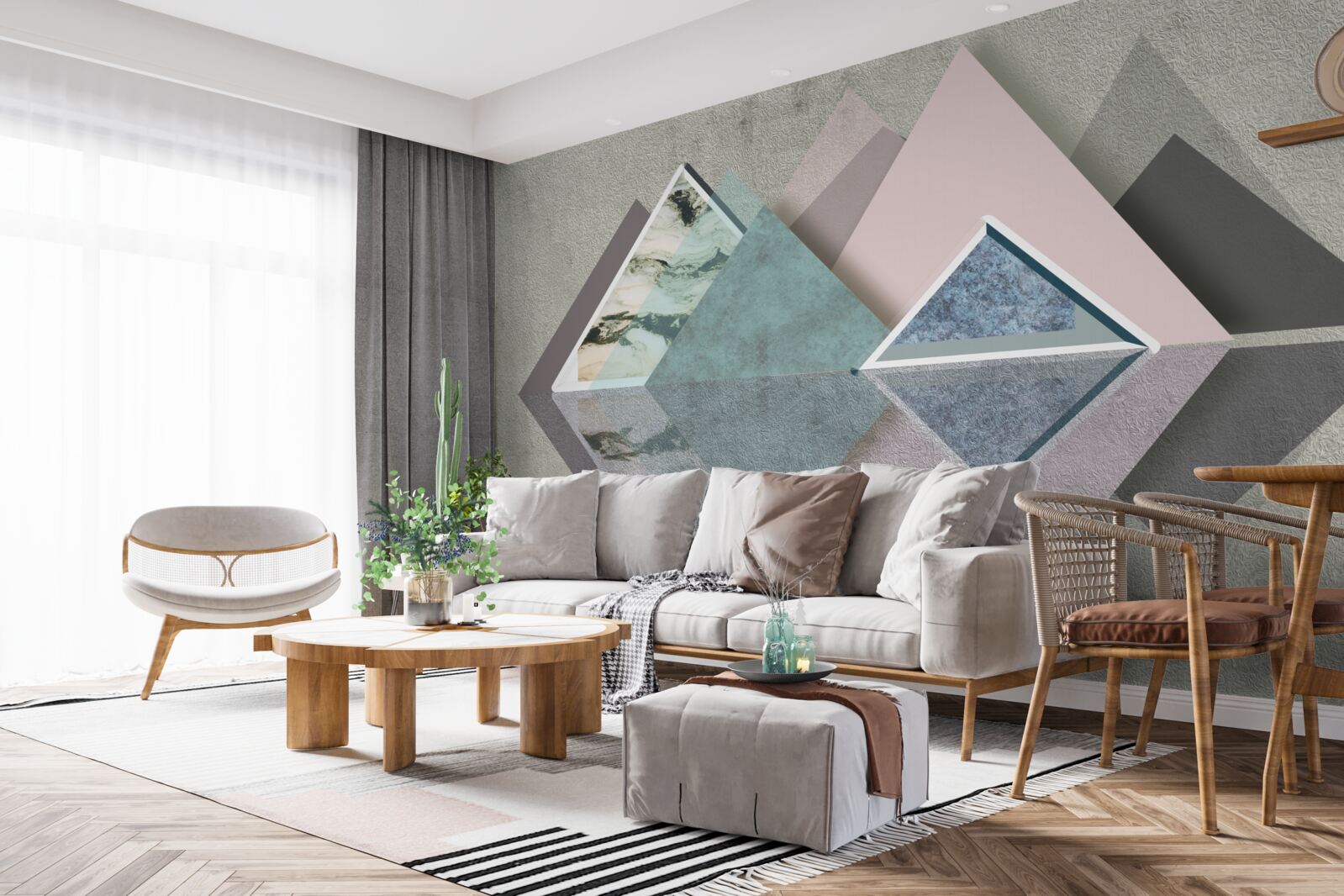 Papier peint forêt abstraite de géométrie