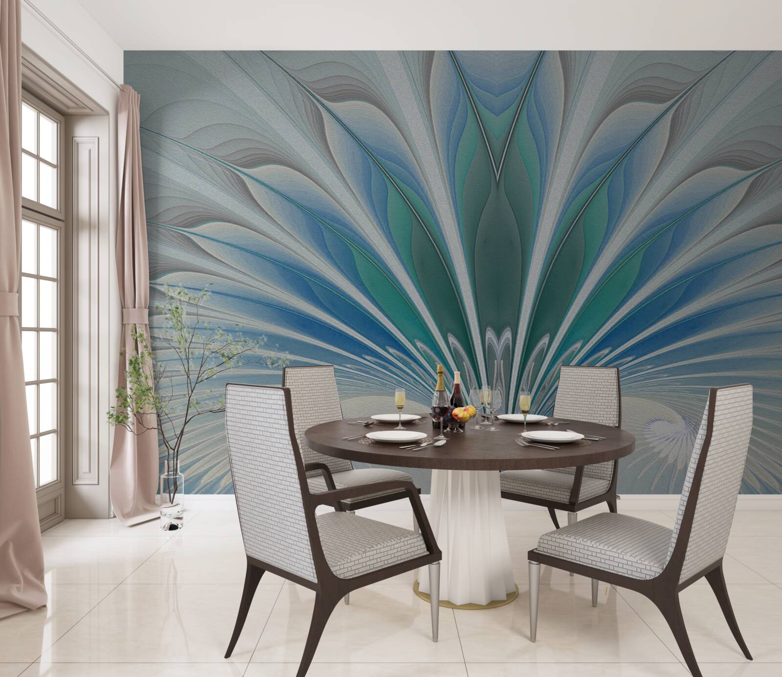 Papier peint les plumes bleues créent une abstraction