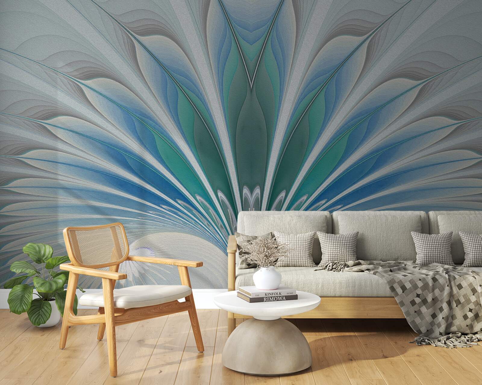 Papier peint les plumes bleues créent une abstraction