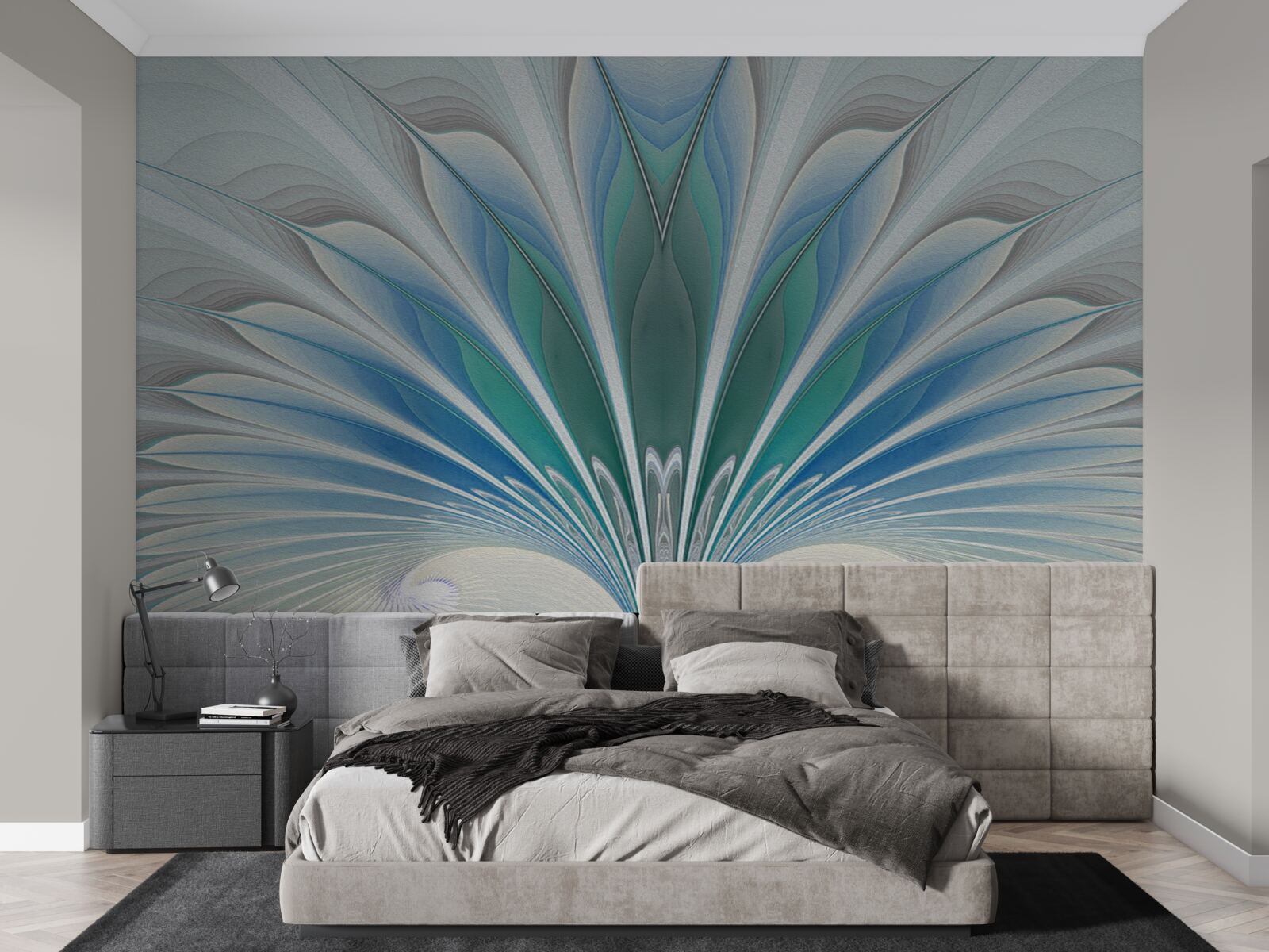 Papier peint les plumes bleues créent une abstraction