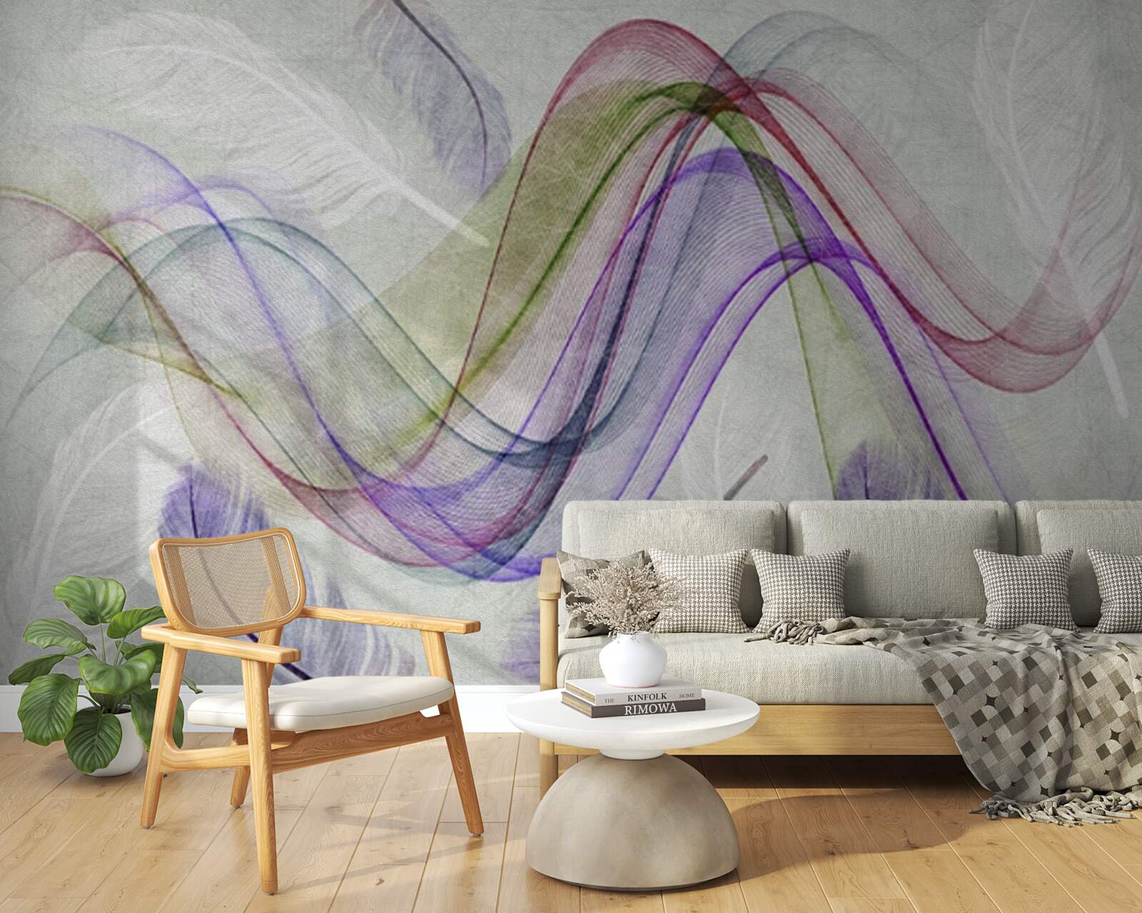 Papier peint lignes colorées abstraites